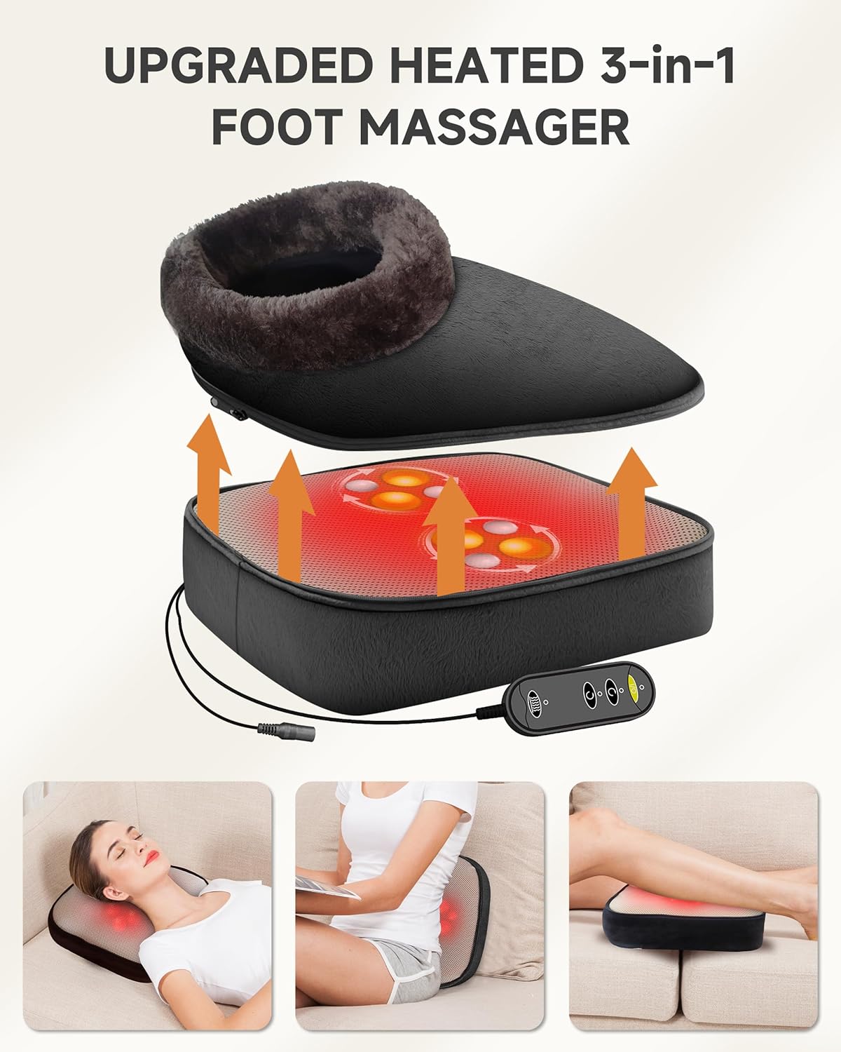 Snailax Foot Massager with Heat, Shiatsu Heated Kneading Foot Massager Machine, Electric Foot Massager, Gift for Her & Him, Home and Office Use