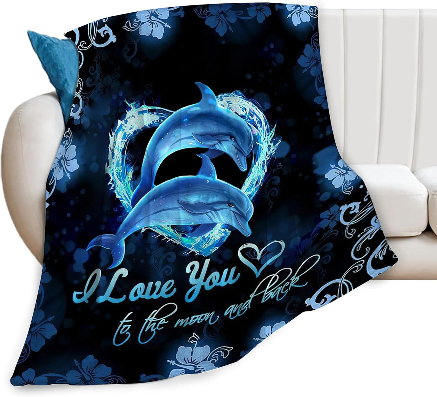 Dolphin Gifts Blanket Dolphin Throw Blankets Bedding Cozy Fleece Flannel Blanket Soft Warm Plush Lightweight Dolphins Decor Blanket for Adults Men Women Boys Girls Teens for Couch Sofa Bed 40"X50"