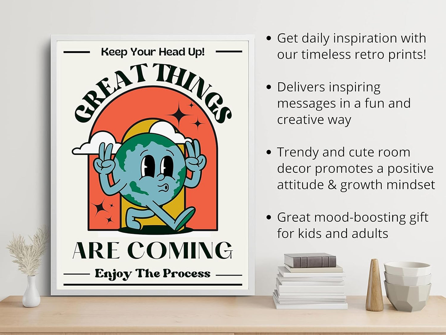 Retro Poster Wall Art Print, Positive Quote Funny Motivational Inspirational That Girl Room Decor Aesthetic For Teen Girls , College Apartment Dorm Bedroom, Cute Trendy Wall Decor, 60s 70s 80s Poster