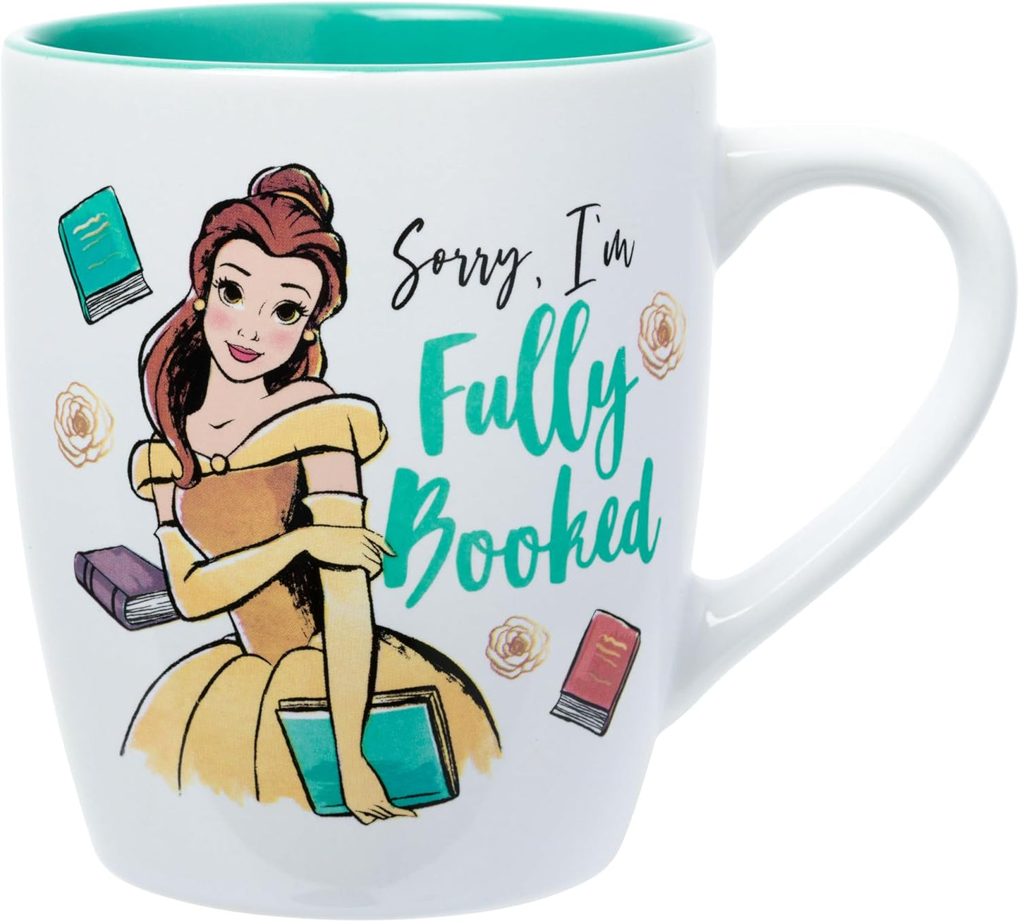 Silver Buffalo Disney Beauty and the Beast Featuring Princess Belle Sorry, I'm Fully Booked Jumbo Ceramic Mug, 25 Ounces