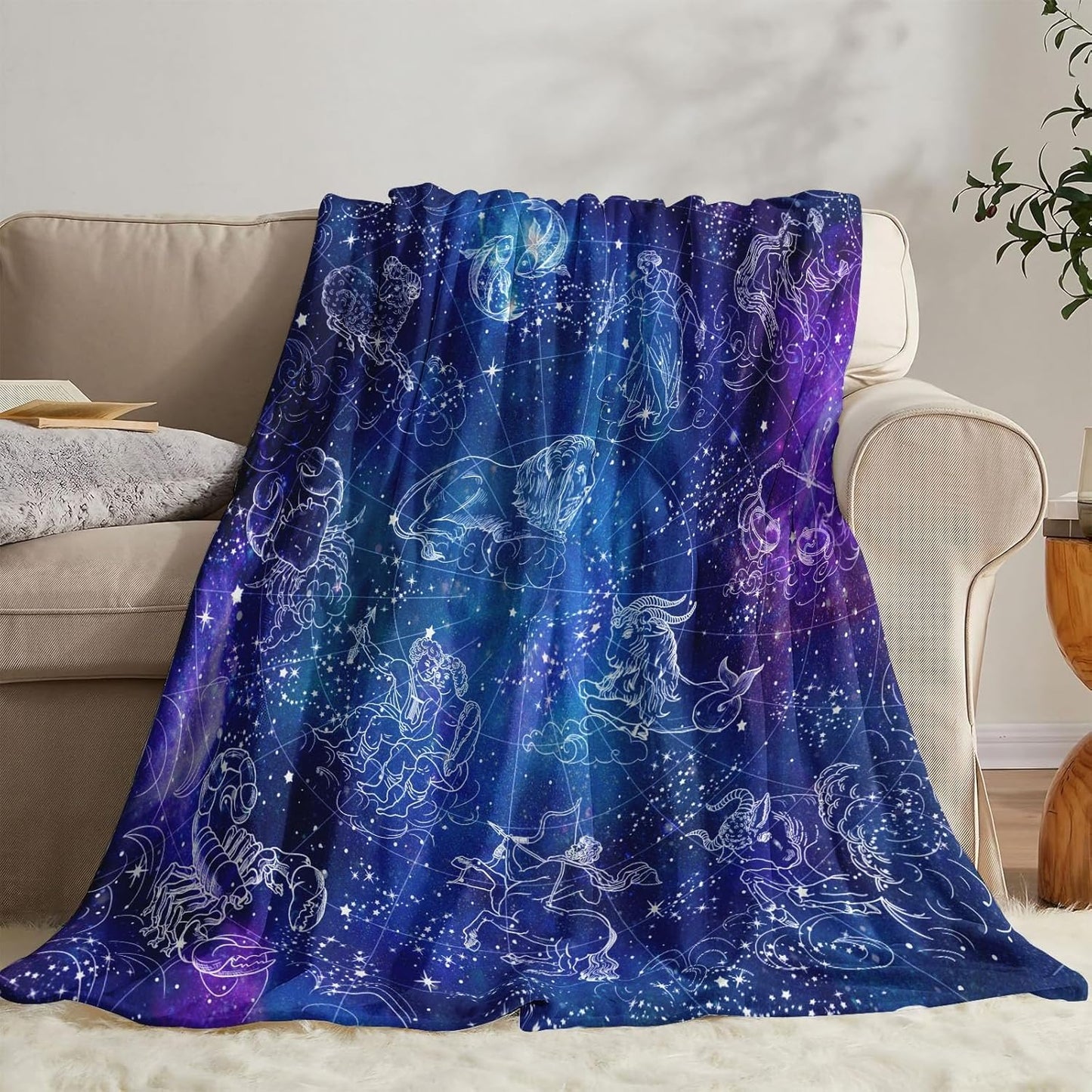 kampdream Galaxy Universe Space Fleece Throw Blanket, Starry Night Sky Mysterious Nebula Stars Mystic Astrology Cozy Nap Blankets Gift for Teens Boys Sofa Bed Couch Chair or Dorm Throws 50×60 inches
