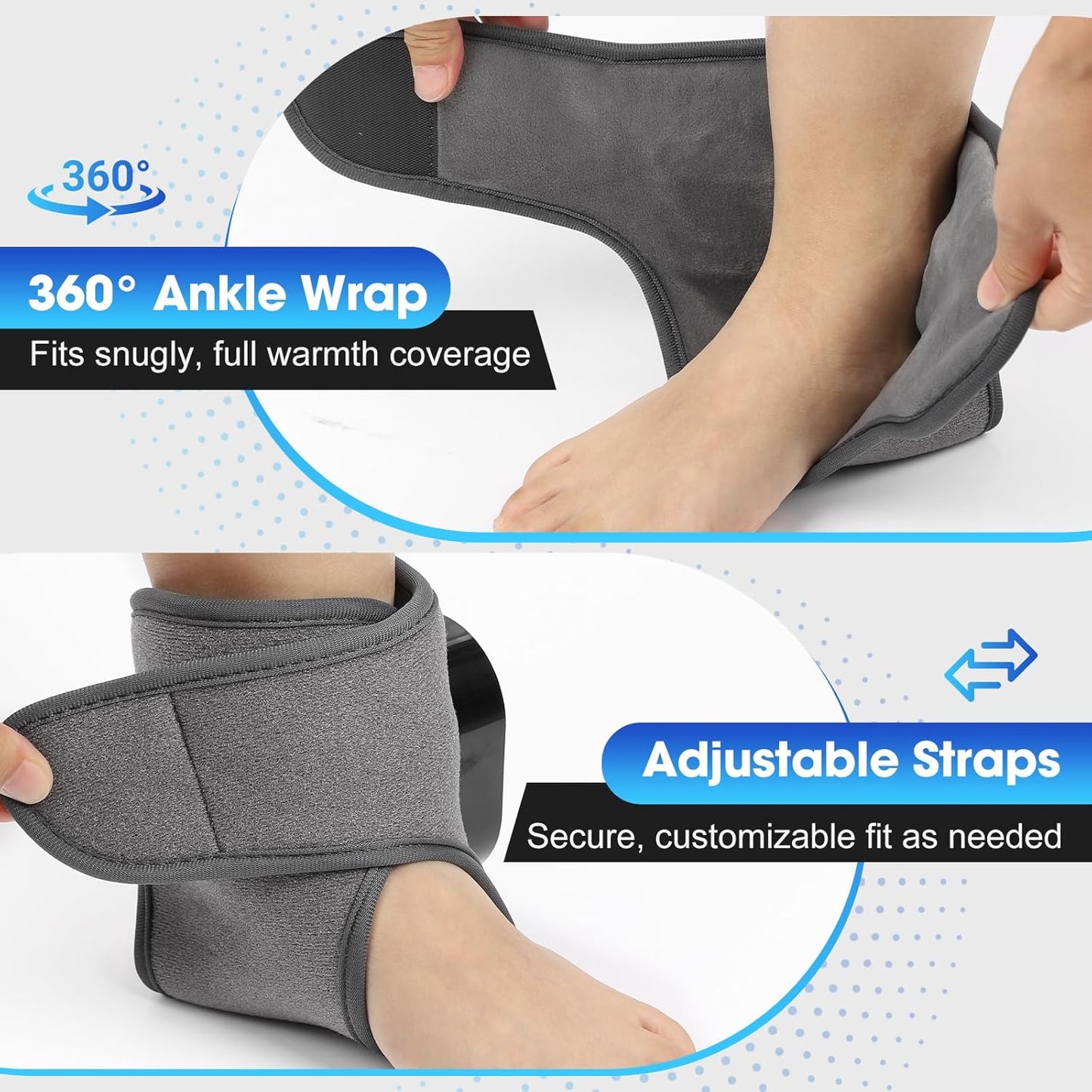 Cordless Neuropathy Foot Massager, Rechargeable Ankle Heating Pad for Pain Relief, Foot and Ankle Massage for Circulation, Suitable for Reduce Fatigue and Plantar Fasciitis, Travel & Home Use