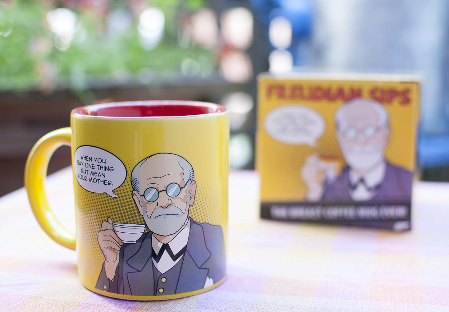 The Unemployed Philosophers Guild Freudian Sips Coffee Mug - Drink Your Coffee and Undo Years of Repression, Comes in a Fun Gift Box, 12oz