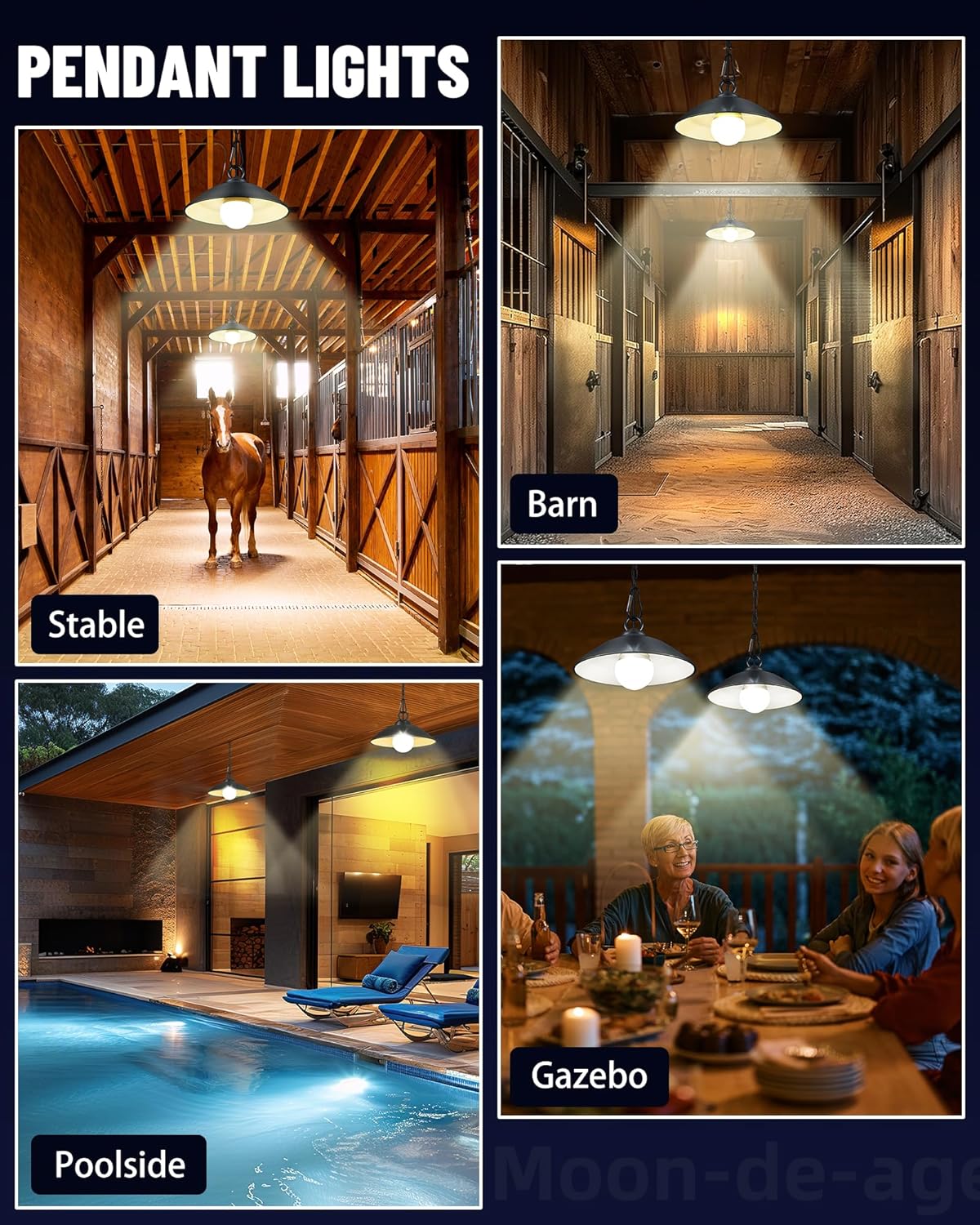 2 Pack Solar Pendant Lights Outdoor Indoor,3000K/4000K/5000K 4 Brightness Shed Light Remote Control, IP65 Waterproof, 300LM*2 LED Hanging Lamp for Chicken Coop Garden, Patio and Barn