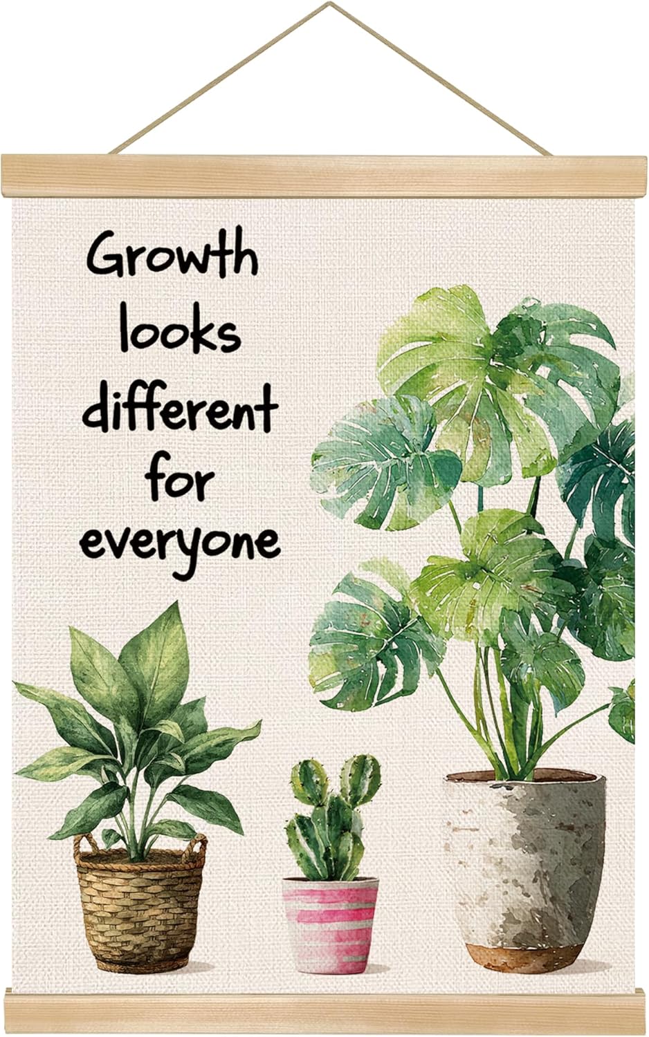 Mental Health Poster Hanger Frame for Therapy Counseling Office, Motivational Inspirational Wall Art Decor for Bedroom Classroom Nursery, Growth Looks Different for Everyone Linen Posters18.5x14inch (Green-Growth04)