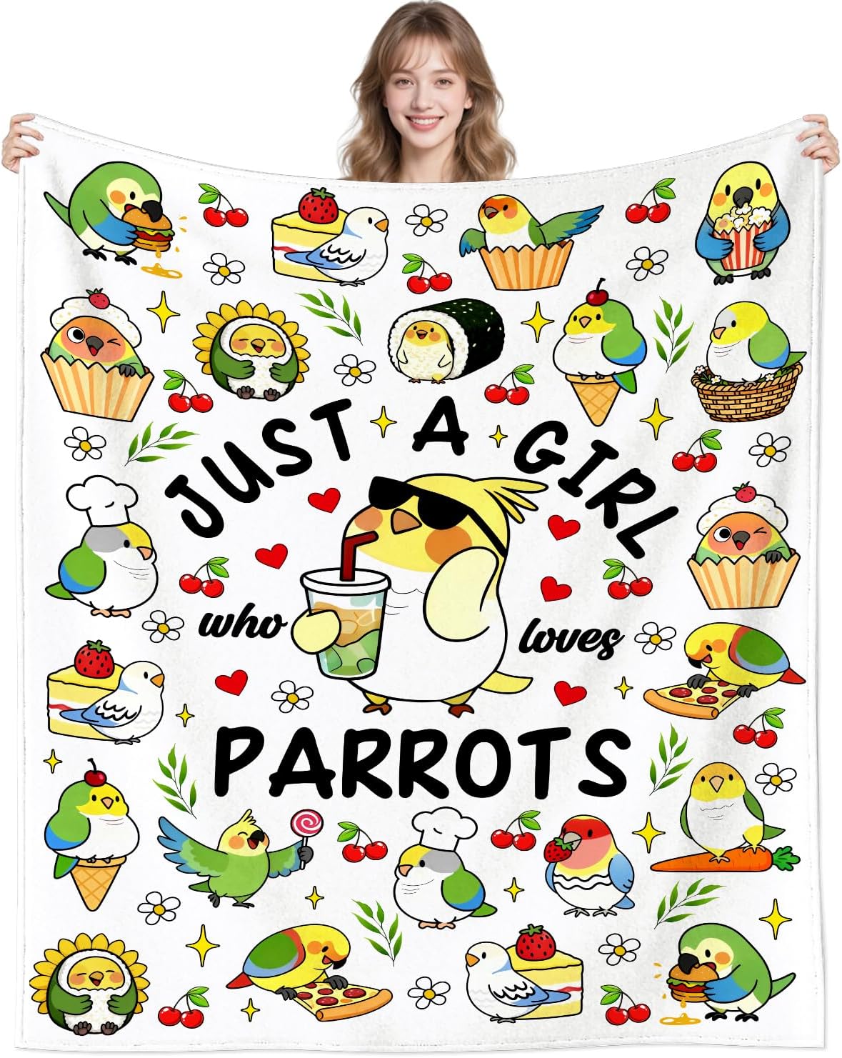 Cute Animal Bird Parrot Blanket Soft Lightweight Parrot Stuff Throw Blanket for Living Room Home Decor Birds Gifts for Girls Women Lover Kids Adult 50"X40"