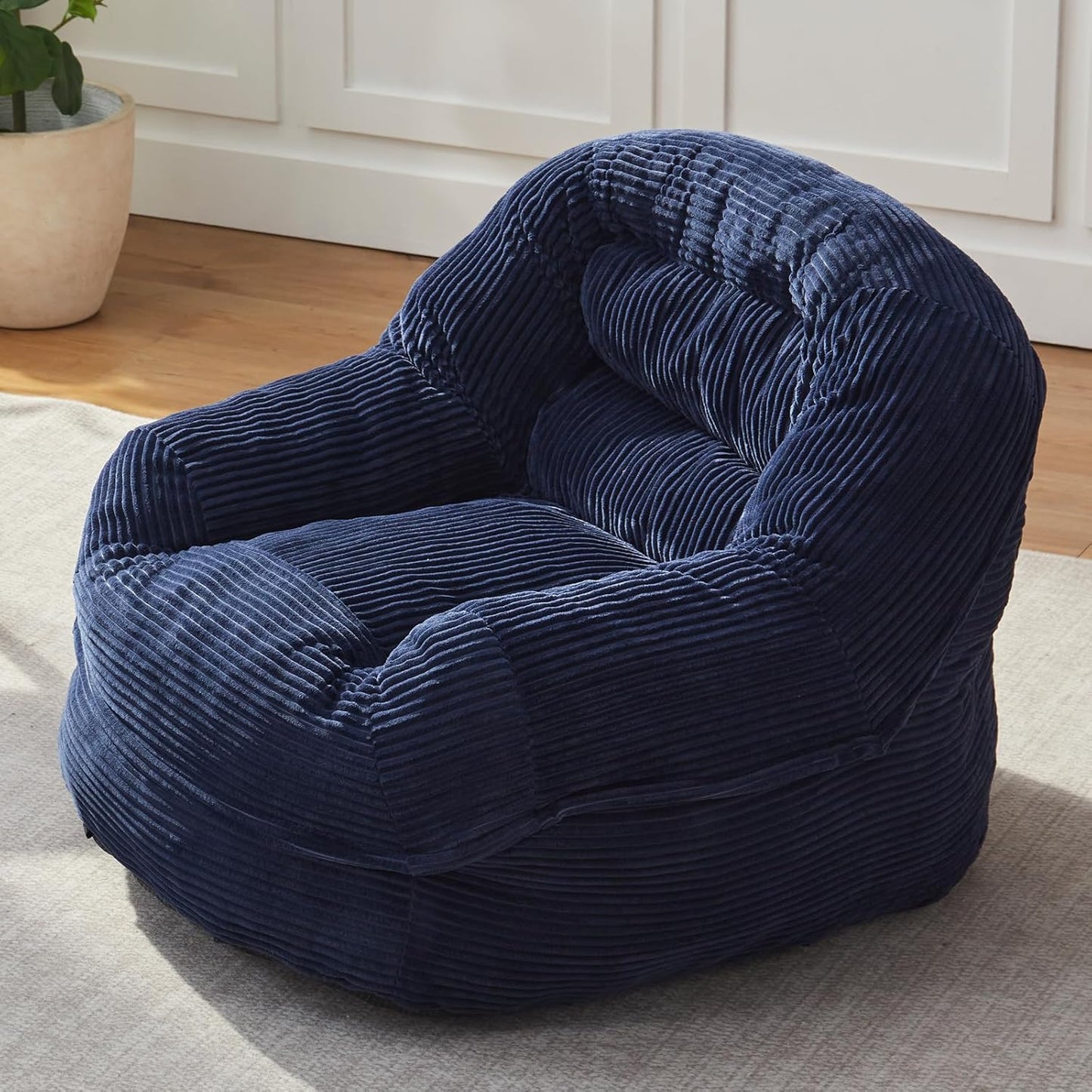 Giant Bean Bag Chair for Adults and Teens, Corduroy Large Bean Bag Chairs with Armrests, Adult BeanBag Sofa Couch Chairs with Filler, Comfy Reading Chair Floor Sofa for Gaming, Napping