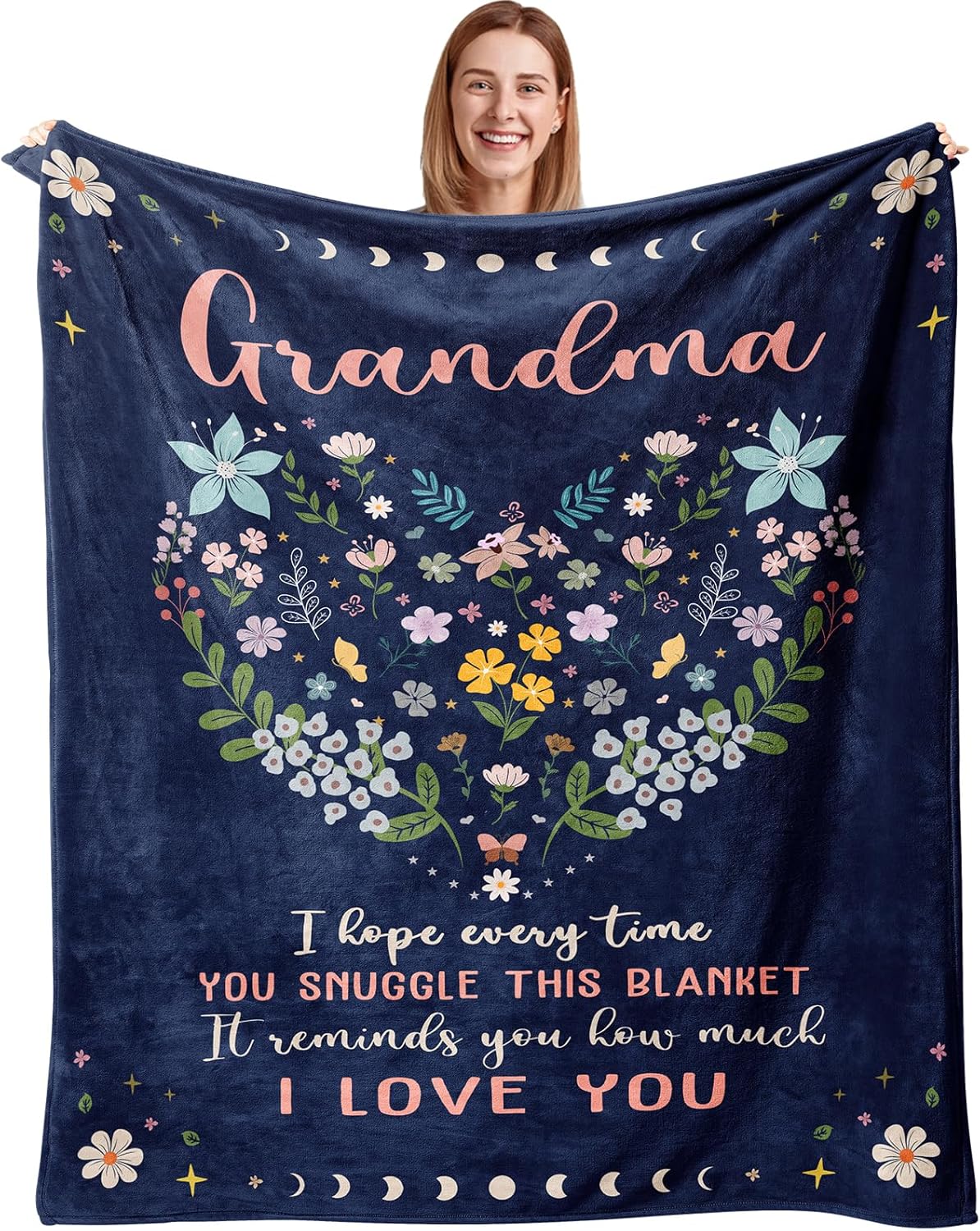 Julazy Grandma Gifts Blanket 50"X60", Best Grandmother Gift Ideas, Nanny/Granny Present for Grandma, Grandmother Birthday Gifts from Grandson/Granddaughter