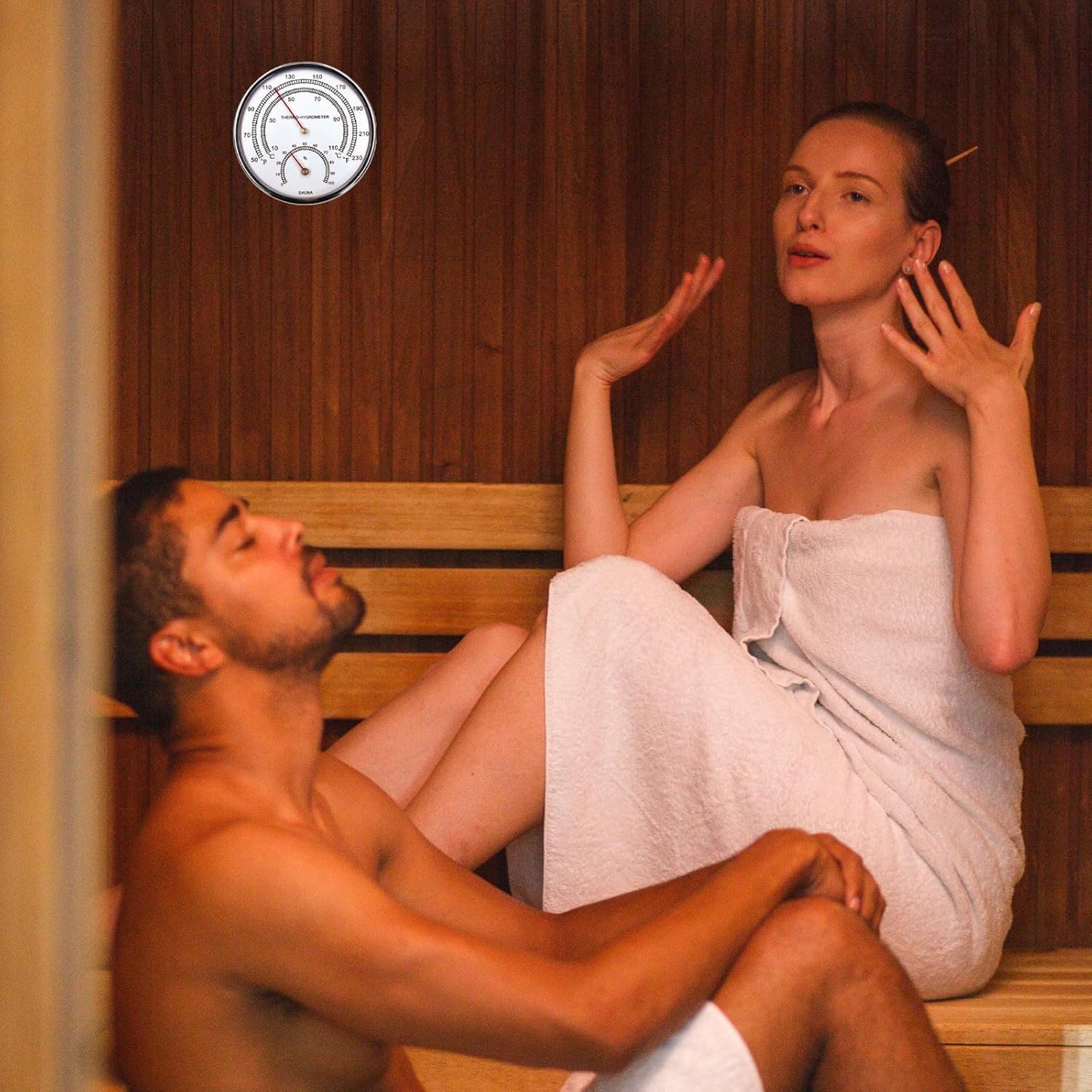 Sauna Thermometer Fahrenheit 2 in 1 Wall Thermometer Fahrenheit Centigrade Sauna Accessories and Hygrometer Humidity Indoor Can Be Placed and Hung
