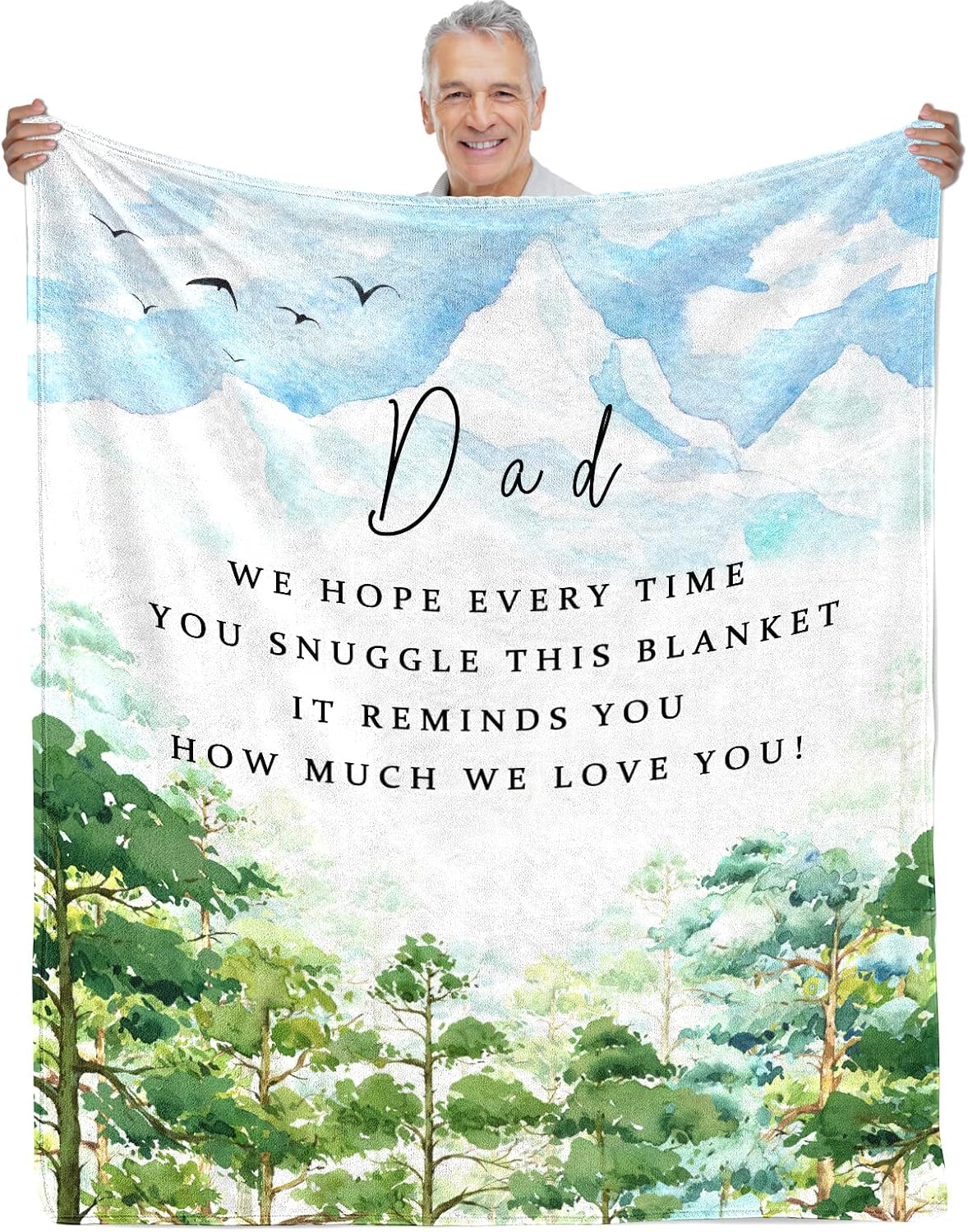 Dad Gifts Fathers Birthday Gift, Dad Blanket from Daughter Son, Birthday Gift for Dads, Soft Flannel Throw Blankets for Sofa Couch Bed 60" x 50"