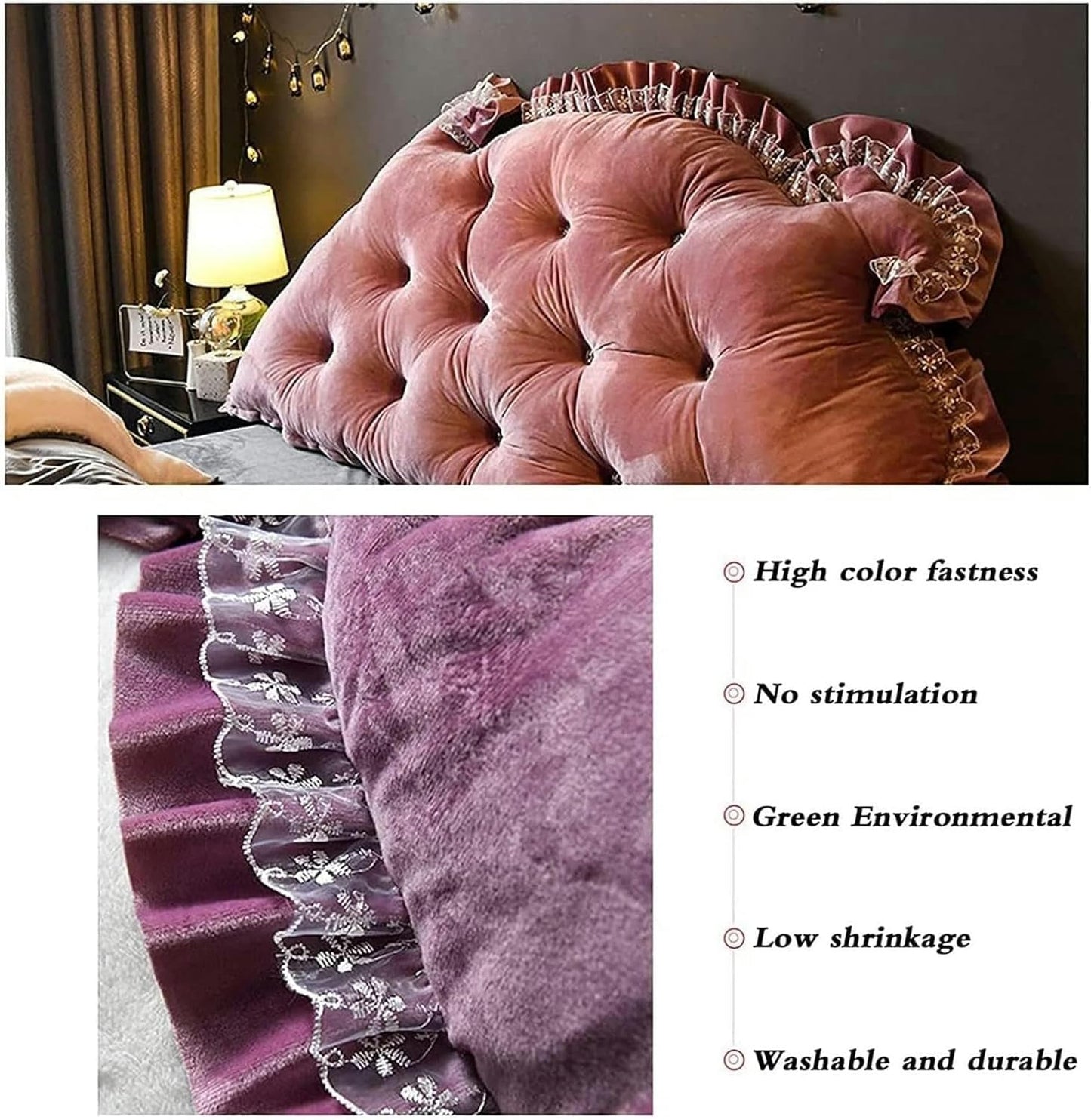 Wedge Body Positioners Pillow, Upholstered Headboard Pillow Triangular Large Pillow Headboard Bedside Cushion Reading Cushion Bed Rest Pillows(Light Pink,150cm)