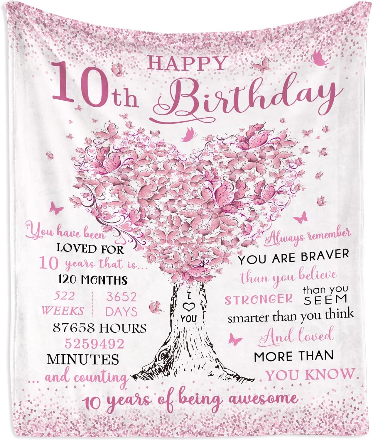 10 Year Old Girl Birthday Gifts Blanket 40"x50", Gifts for 10-Year-Old Girls, Christmas 10th Birthday Gifts for Girls, Double Digits Party Gift Ideas Decoration, Ten Years Old Throw Blankets