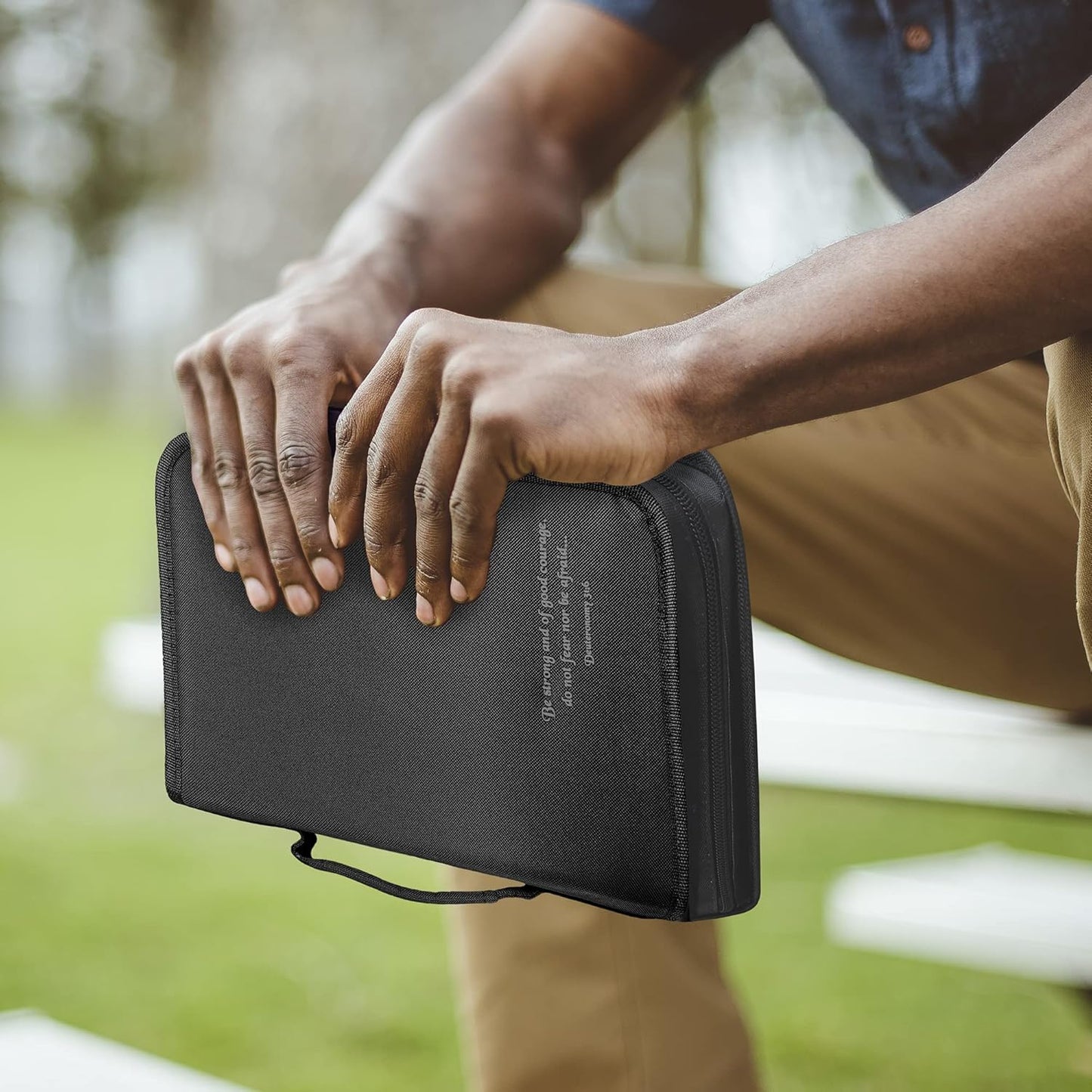 DEHITE Bible Cover Case for Men and Women — Bible Cover for Men and Women — Premium Bible Carrying Bag with Pen Slots — Available in Medium & Large Sizes