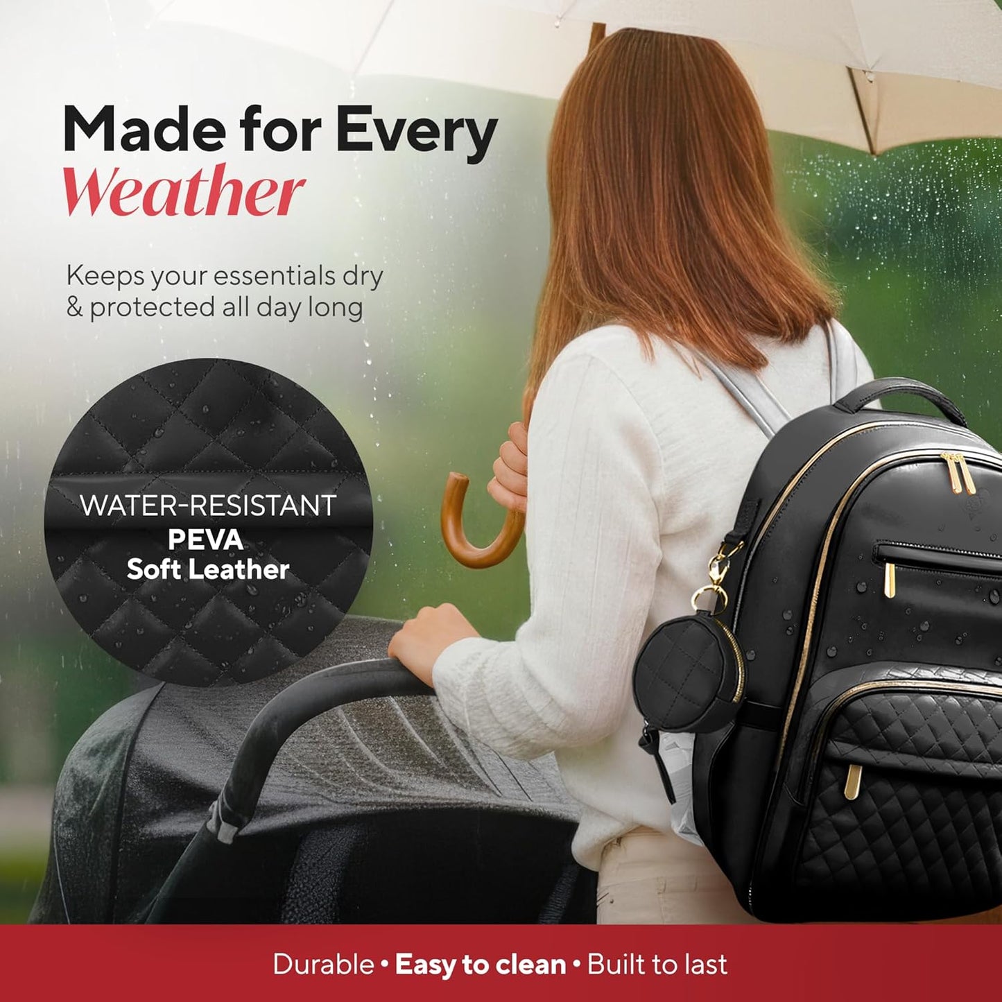 Large PU Leather Diaper Bag Backpack Set (3-Piece) – Baby Bag with Large Changing Pad, Insulated Warm/Cool Bottle Pockets Organization, Newborn Essentials Travel Gift for Mom & Dad, Best Baby Shower