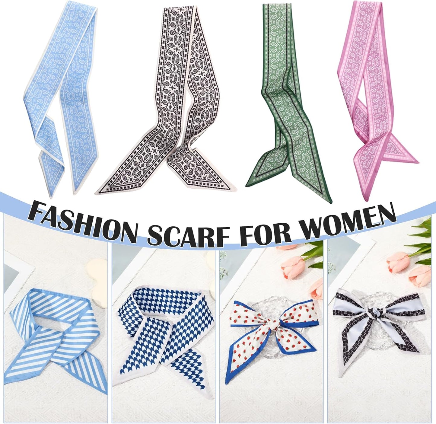 Fashion Scarves for Women Multifunctional Purse Scarf Boho Neck Scarves for Headband Bag Belt Hair Accessories