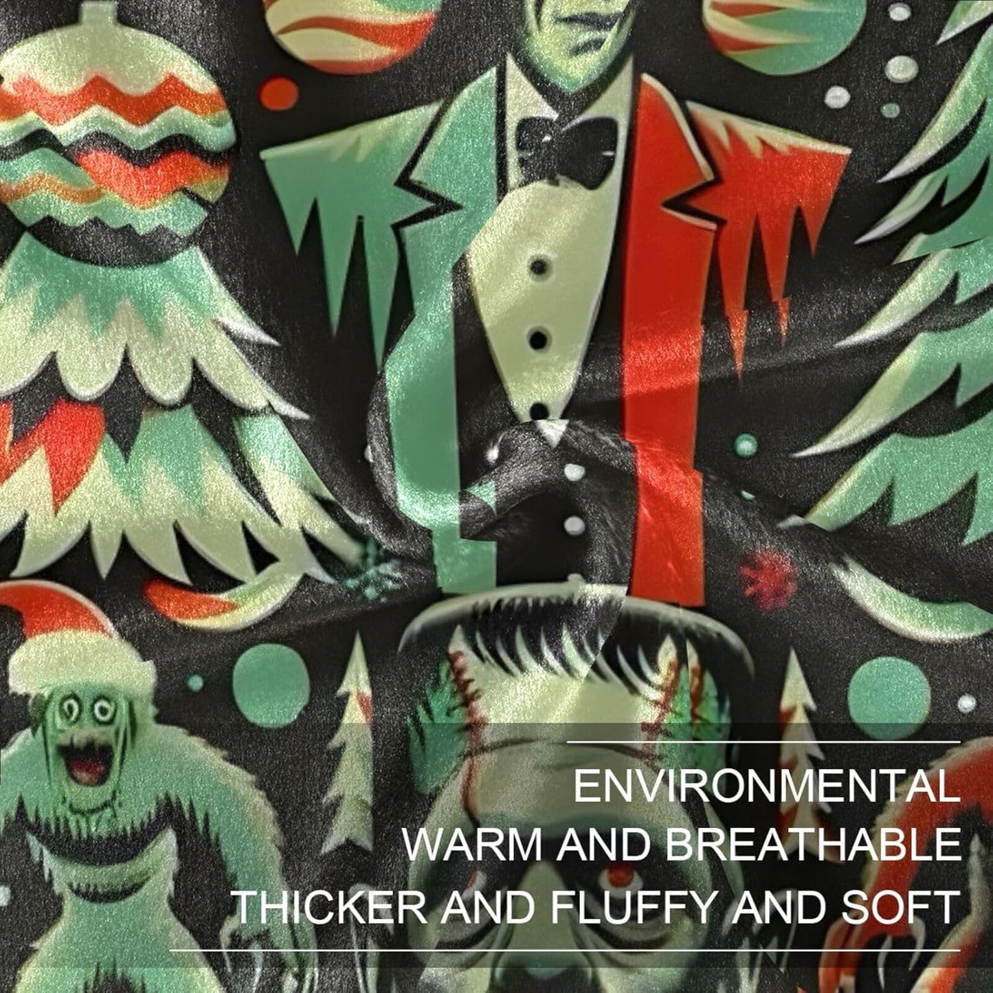 Christmas Frankenstein Throw Blanket for Girls Boys,50" x60",Lightweight Fuzzy Flannel Blanket for Couch, Sofa, Bed,Travel