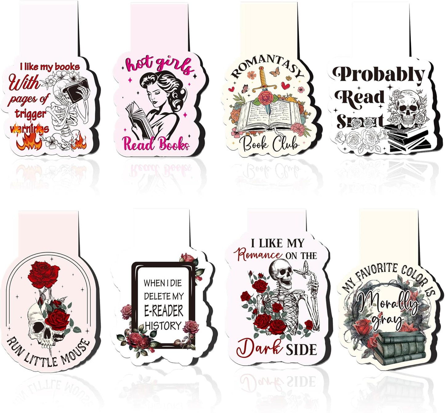 Dark Romance Magnetic Bookmarks: 8 Pcs Funny Magnet Book Page Markers for Reading, Spicy Fairytale Bookmark Clips, Gifts for Women Book Lovers Office School Supplies