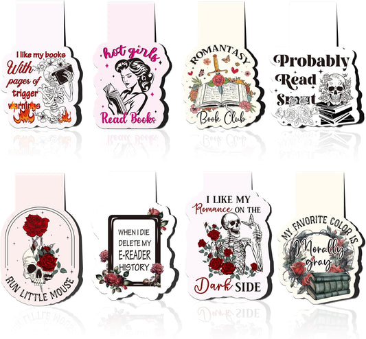 Dark Romance Magnetic Bookmarks: 8 Pcs Funny Magnet Book Page Markers for Reading, Spicy Fairytale Bookmark Clips, Gifts for Women Book Lovers Office School Supplies