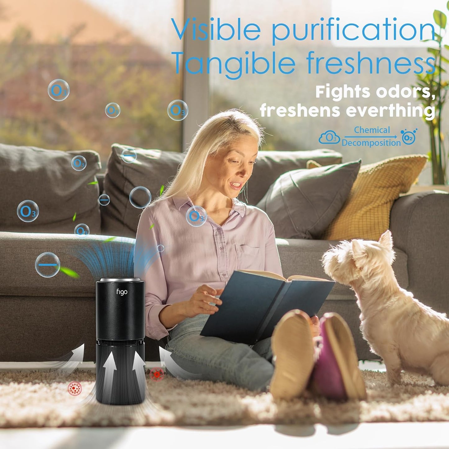 Figo 8th Gen Ionic Air Purifier, Filter-Free Compact Air Cleaner for Home & Car, Quiet Portable Odor Reducing Air Purifier for Small Spaces, Bedroom, Dorm Room, Desk