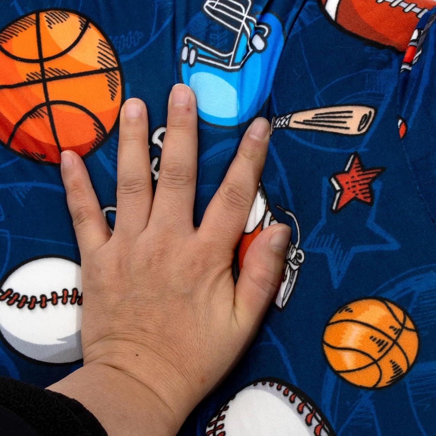 A Nice Night Kids Back Reading Pillow for Reading and Watching TV Bed to Lounge, Basketball Football Baseball Sports Party Printed，with Matching Cushion Cover