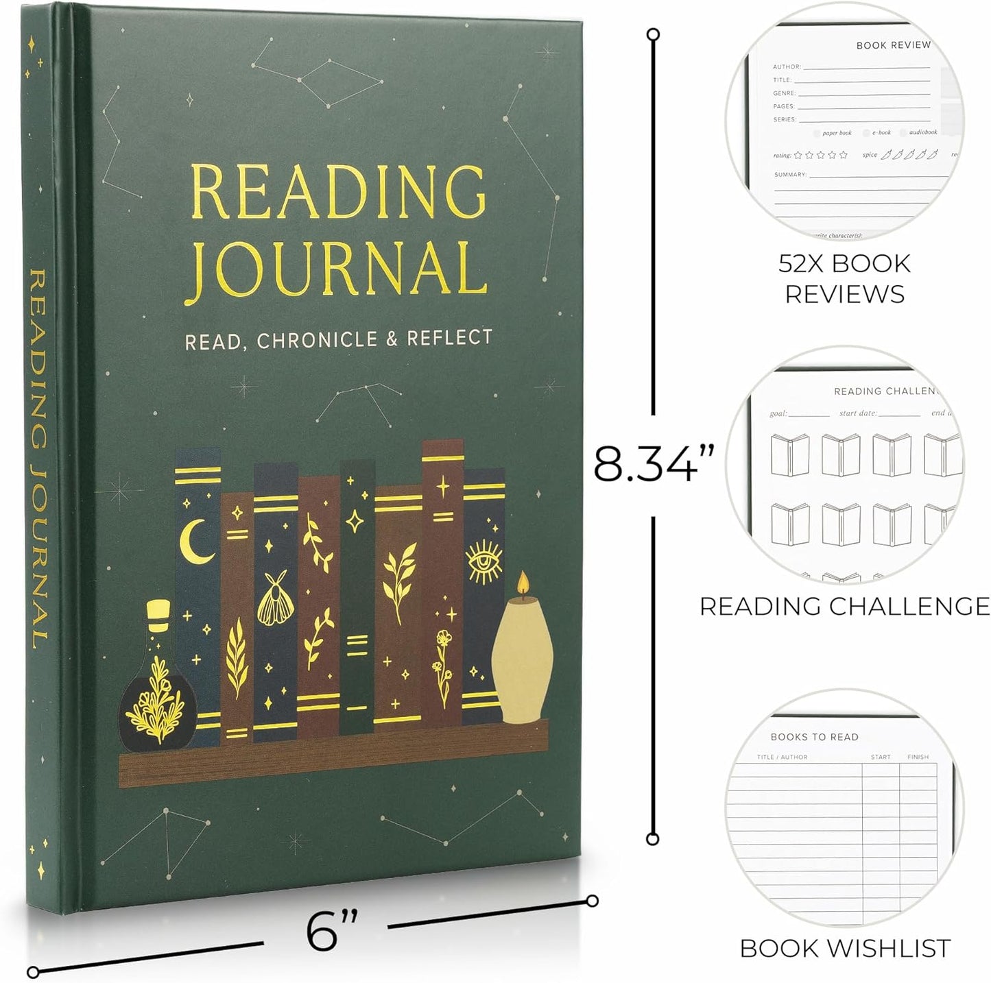 ZICOTO Beautiful Reading Journal for Book Lovers - Sturdy Hard Cover Journal Makes a Great Gift for Readers - The Perfect Tracker with Reading Log & Review Pages For Keeping Notes on Your Favorite Books