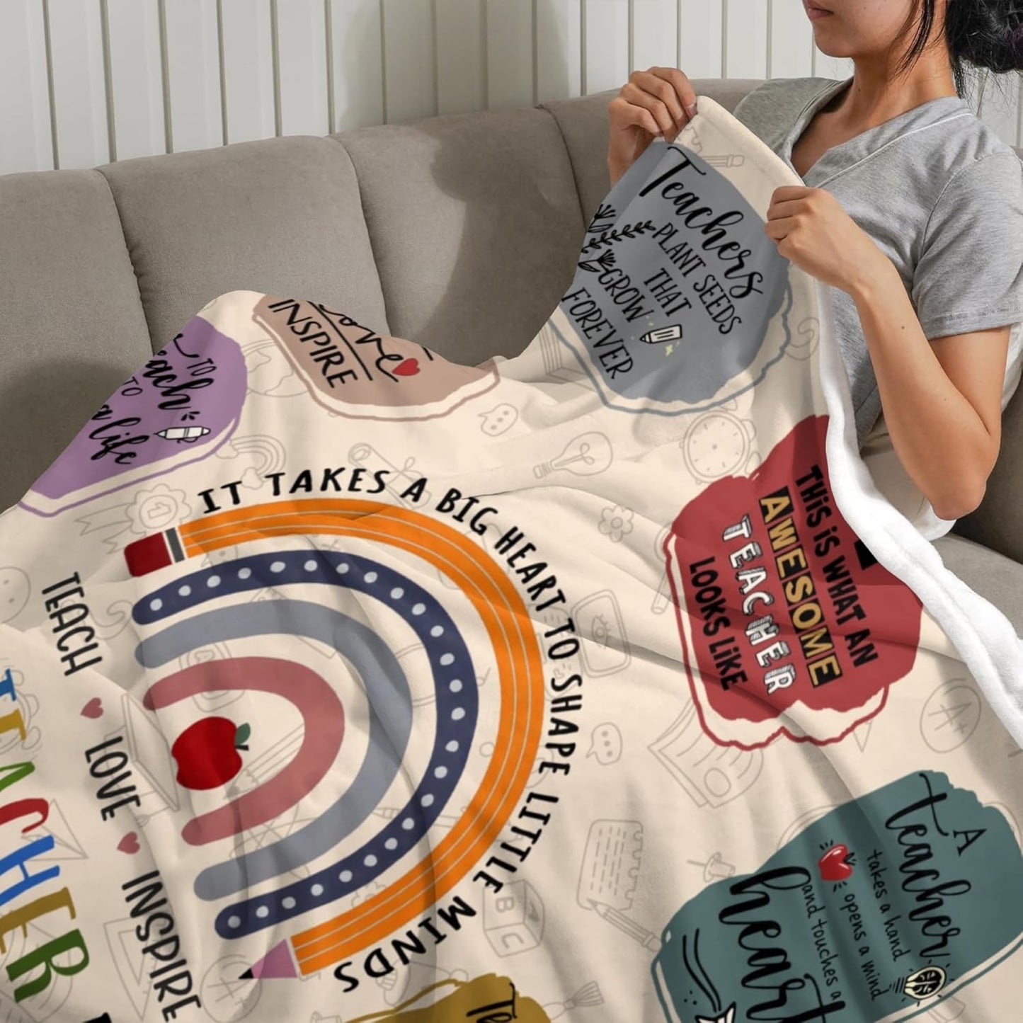 Teacher Appreciation Gifts Blanket, Best Teacher Ever Gift, Happy Teachers' Day Throw Blanket 60"x50"