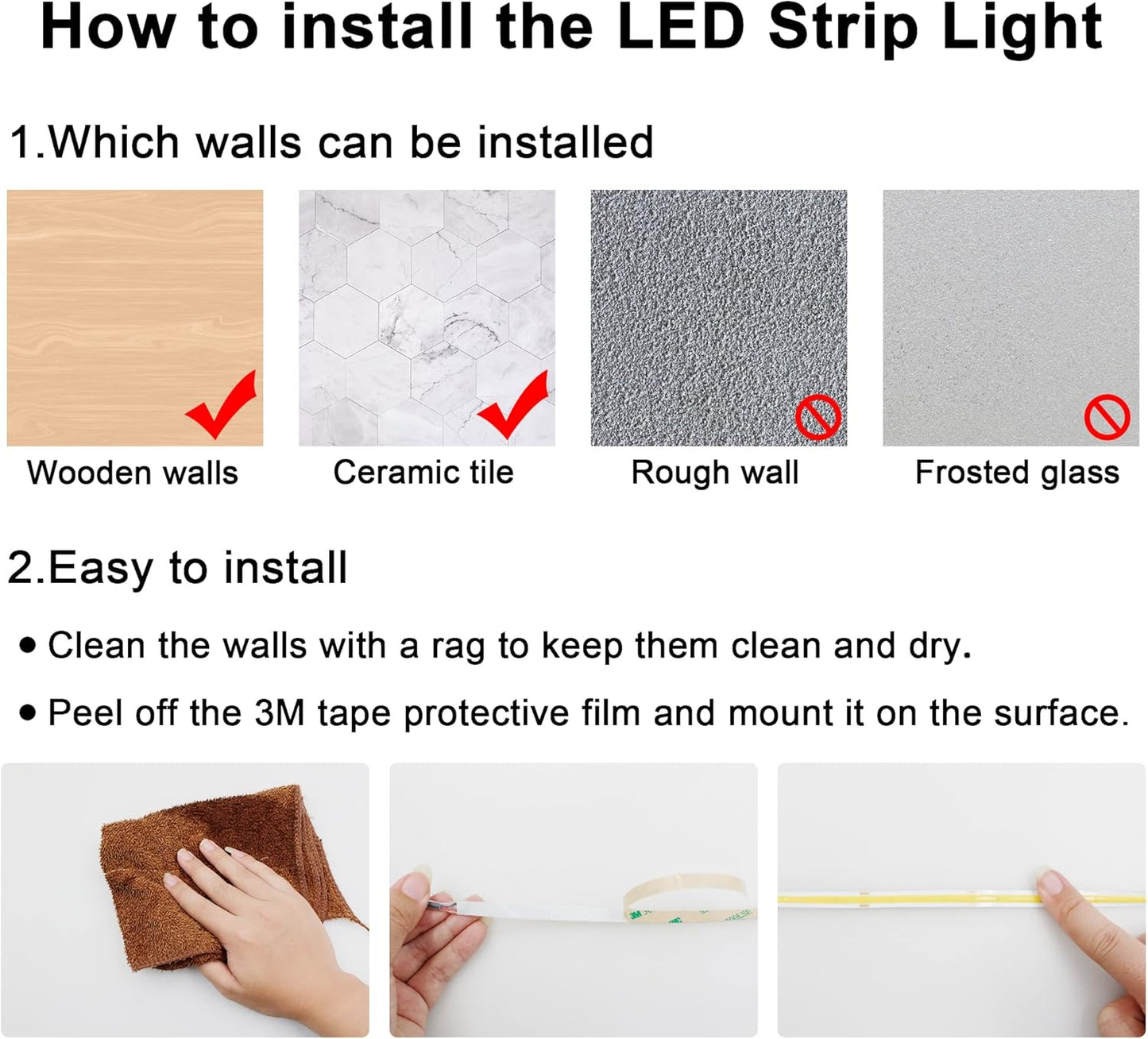 COB LED Strip Light Warm White, High Bright LED Strips with 2400LEDs, RF Remote and UL Power Supply, 3000K Dimmable LED Lights for Bedroom, Kitchen, DIY Home Decoration