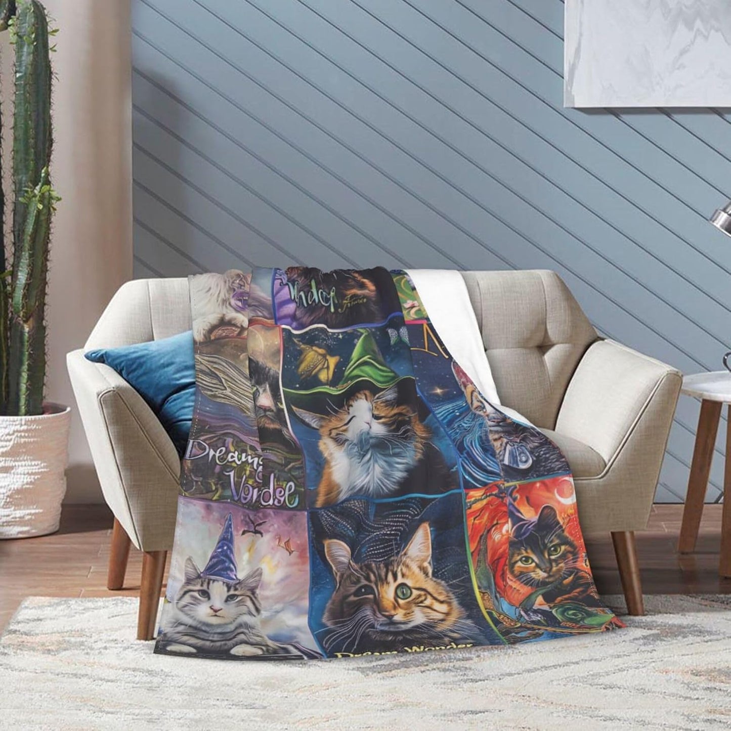 60"x80" Magical Cat Blankets for Cat Lovers, Enchanting and Cozy Cat Throw Blanket for Bed, Sofa, Chair, Travel - Perfect Animal Print for Women and Girls, Cat Lovers Gifts