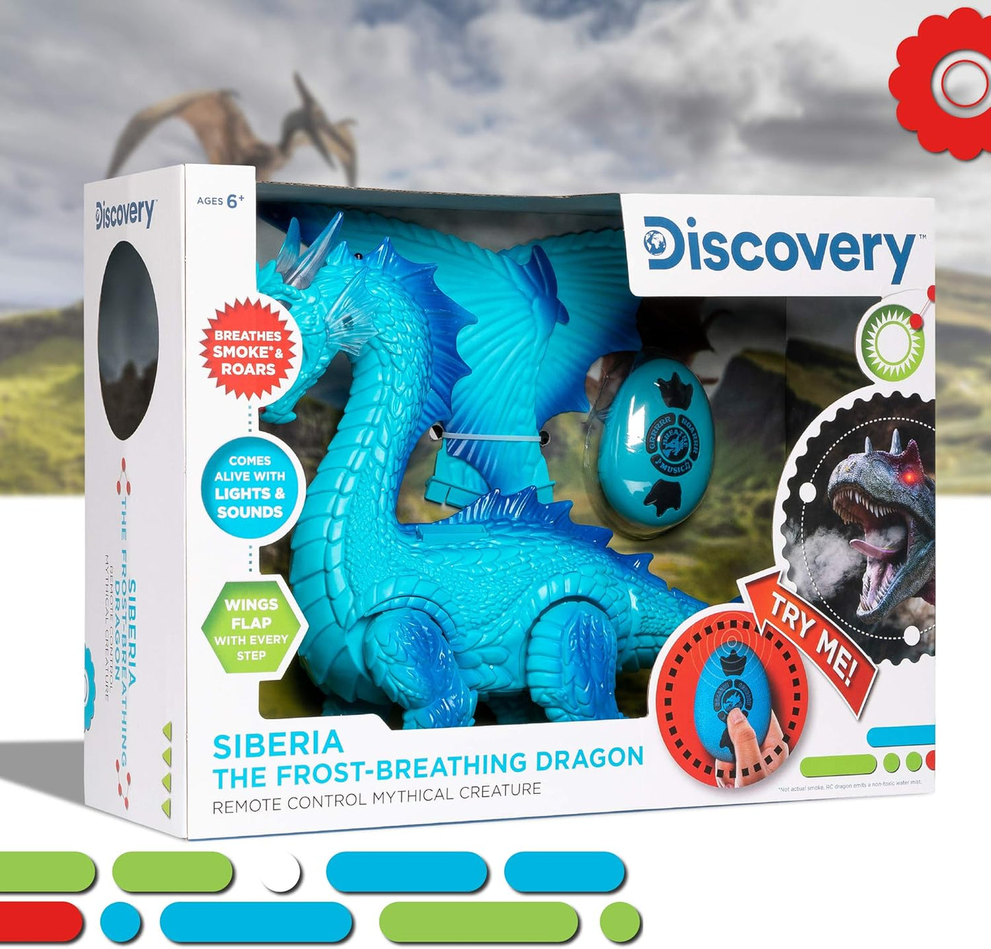 Discovery Frost-Breathing RC Dragon with Smoke Breath, Walking, Wing Flapping, Realistic Roaring Sounds| Light-Up Large Dinosaur Toy| Remote Control Robot Dino Mythical Creature|Kids Boys Gift| Age 6+