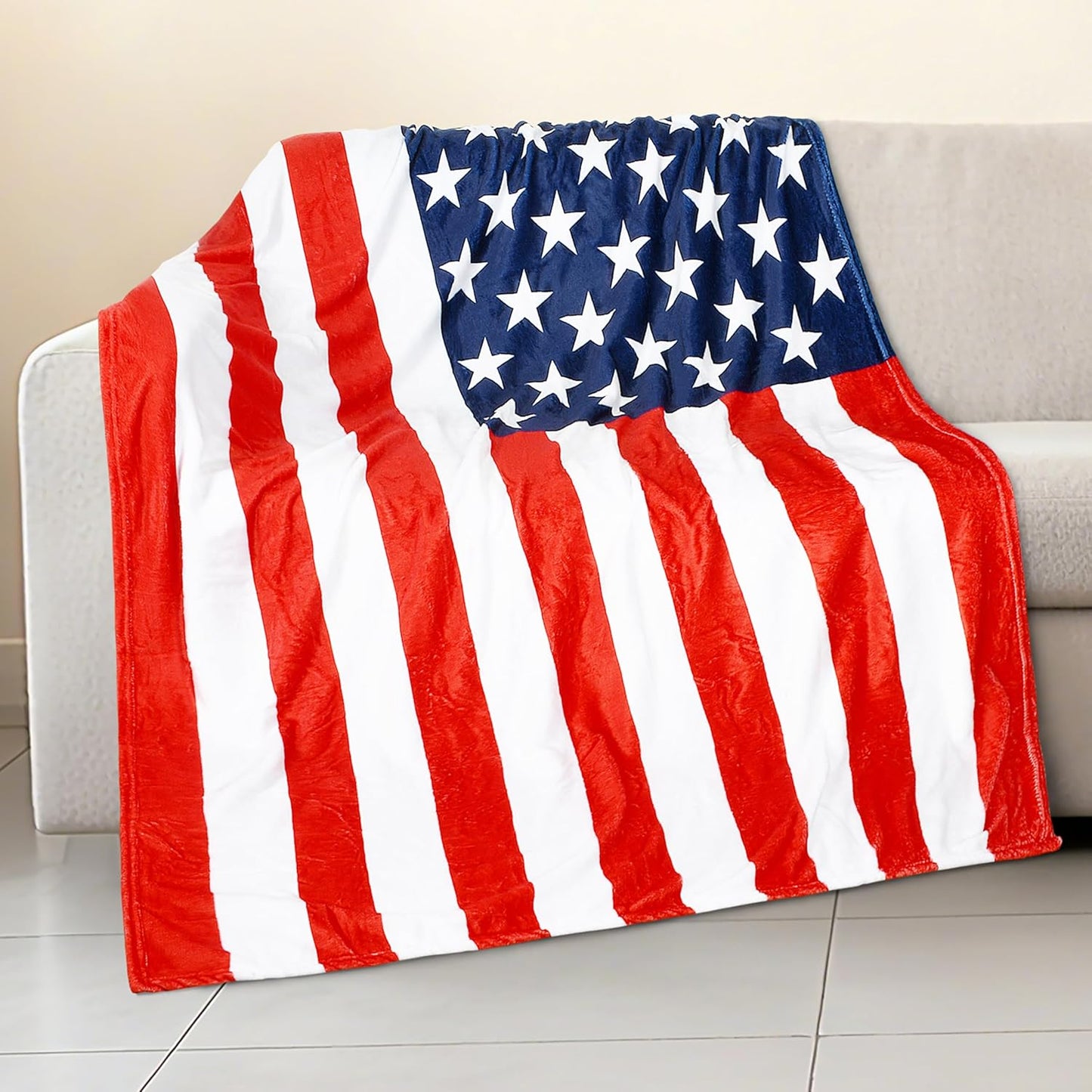 Catalonia American Flag USA Throw Blanket 50x70 Inches - Sherpa Fleece Patriotic Blanket for Bed, Couch, Sofa - USA Military Veteran Appreciation Gift