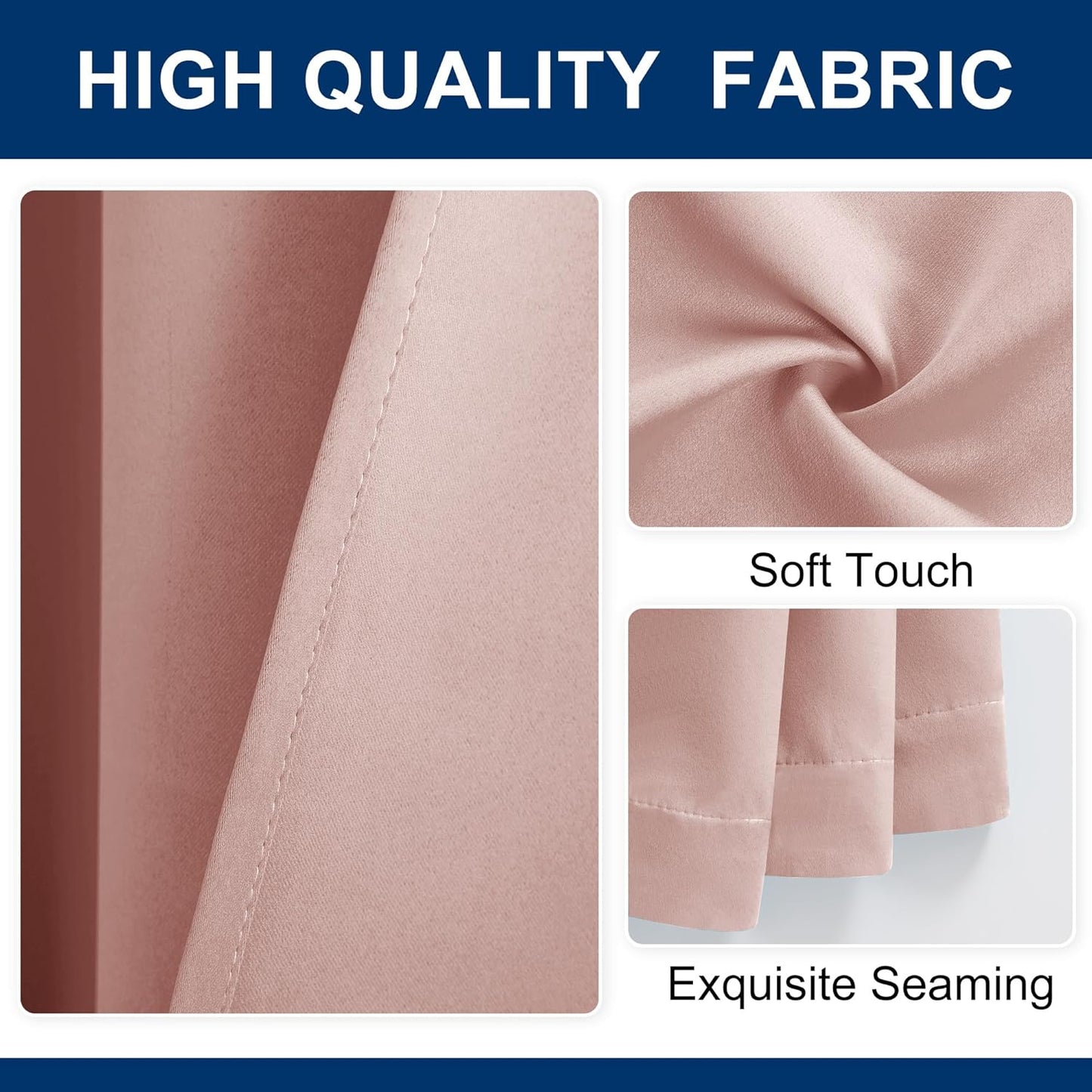 Hiasan Patio Sliding Room Divider Door Curtains - Extra Wide Privacy Room Thermal Insulated Blackout Curtain with Back Tab & Rod Pocket for Bedroom Partition(100 x 108 Inches, Blush Pink)
