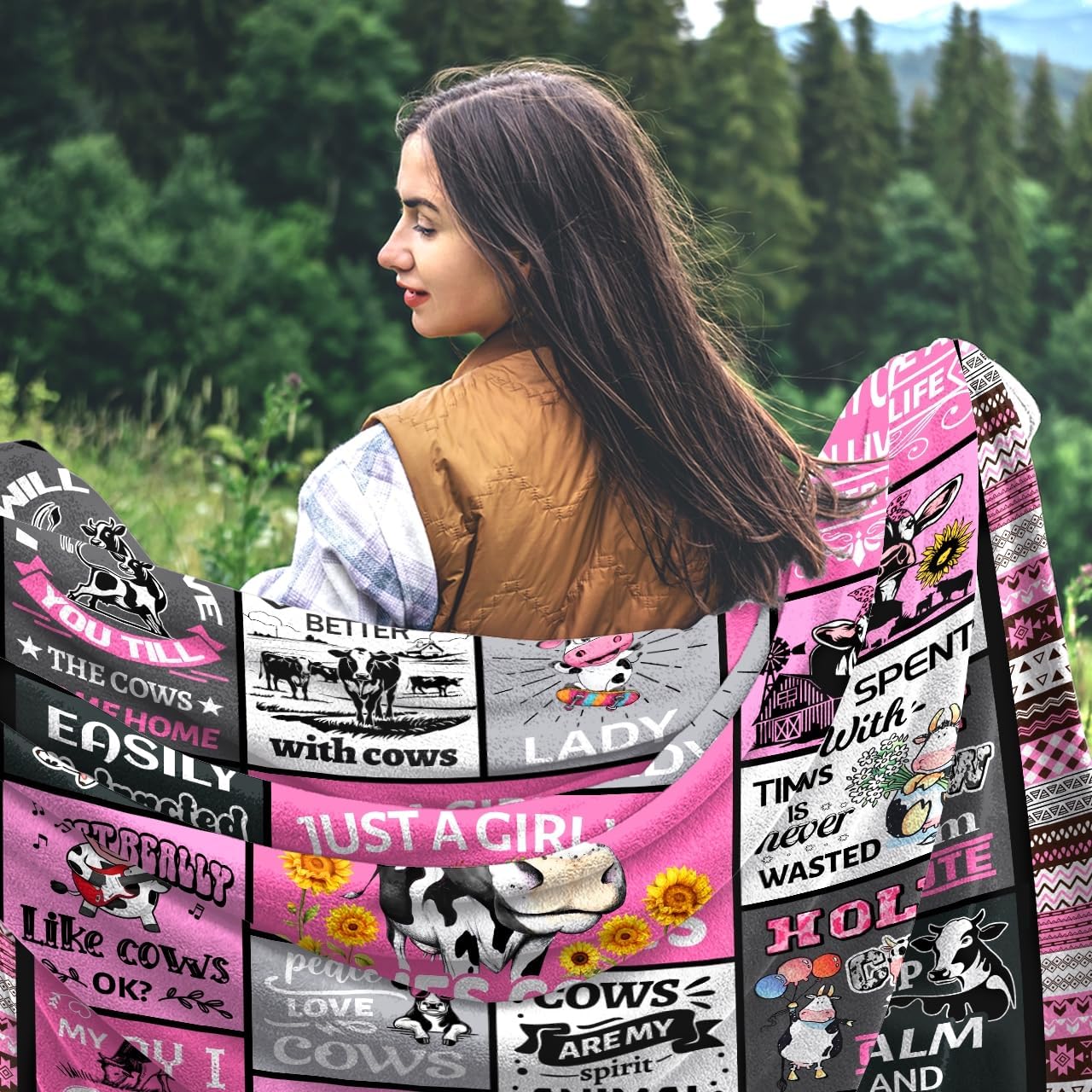 Cow Blanket, Soft Flannel Cow Throw Blanket, Cows Gifts for Cows Lovers, Sofa Couch Bed Decor, 50"X40"