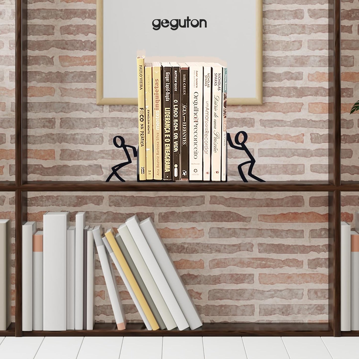 Geguton Liam Classic Bookend – Steel Epoxy-Coated – Decorative Book Support Pair for Living Room, Home Office or Gift