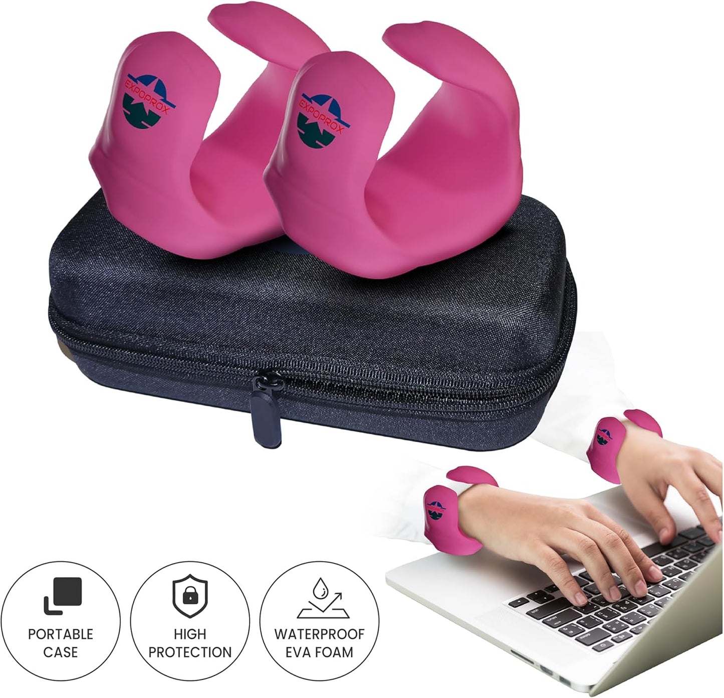 Wearable Gaming Wrist Rest for Keyboard, Mouse pad, Laptop, and PC Work or Gamer Support. (Pink, S-M)