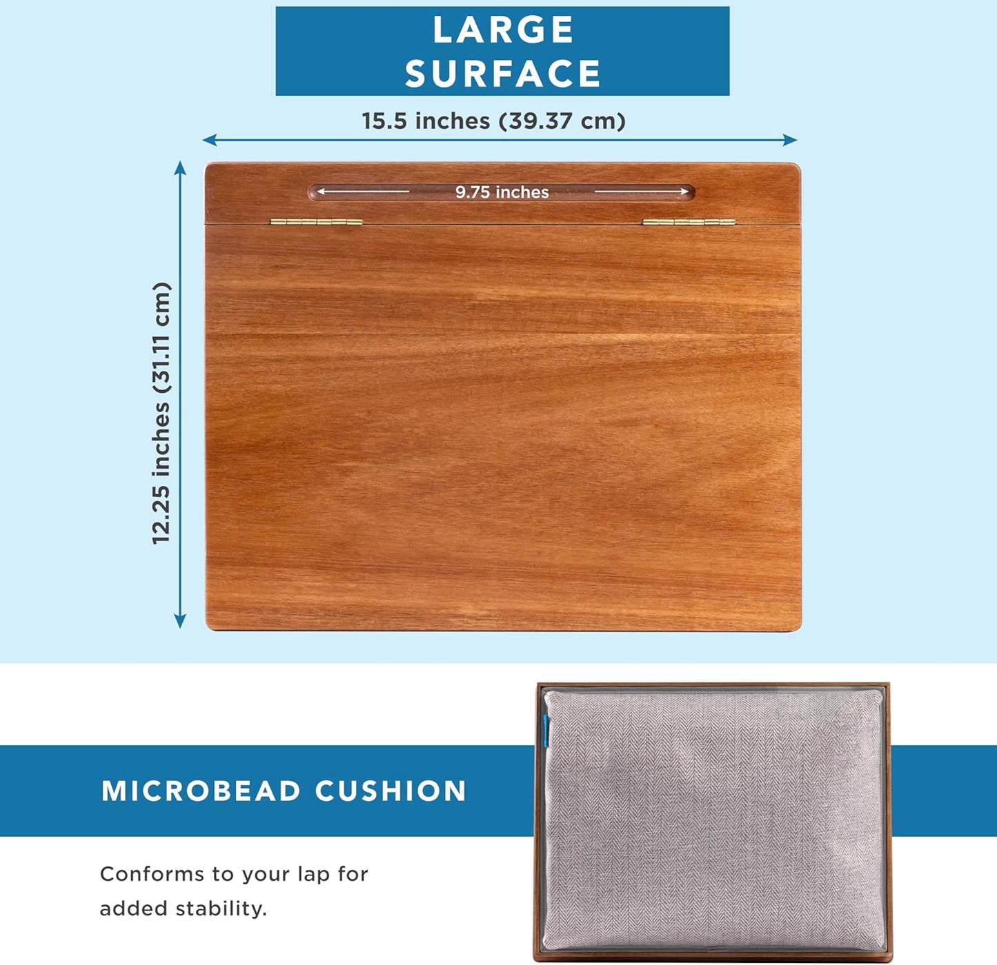 LAPGEAR Schoolhouse Lap Desk with Storage Compartments - Acacia Wood - Natural - Style No. 45076