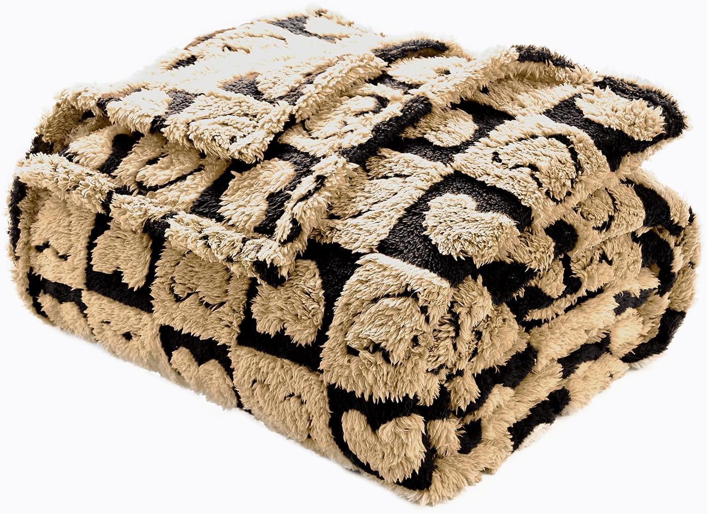 FY FIBER HOUSE Throw Blankets with Heart Checkered,Soft Warm Blankets for Lover Mom Father Gifts,Washable Lightweight Fuzzy Blanket for Couch Sofa Bed Office All Season(Black Brown,50"x60"