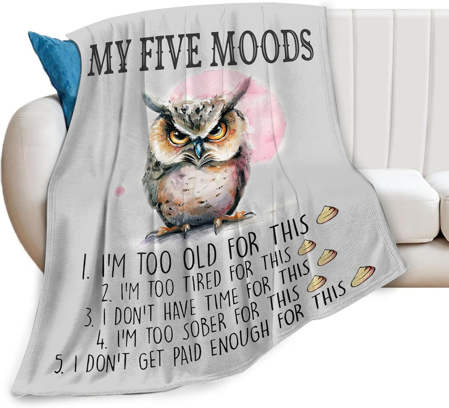 Owl Blanket Owl Lover Throw Blanket Super Cozy Plush Lightweight Soft Plush Flannel Fleece Blanket Decor Gifts for Girls Boys Kids Women Men Teenager for Sofa Bed Couch 40"X50"