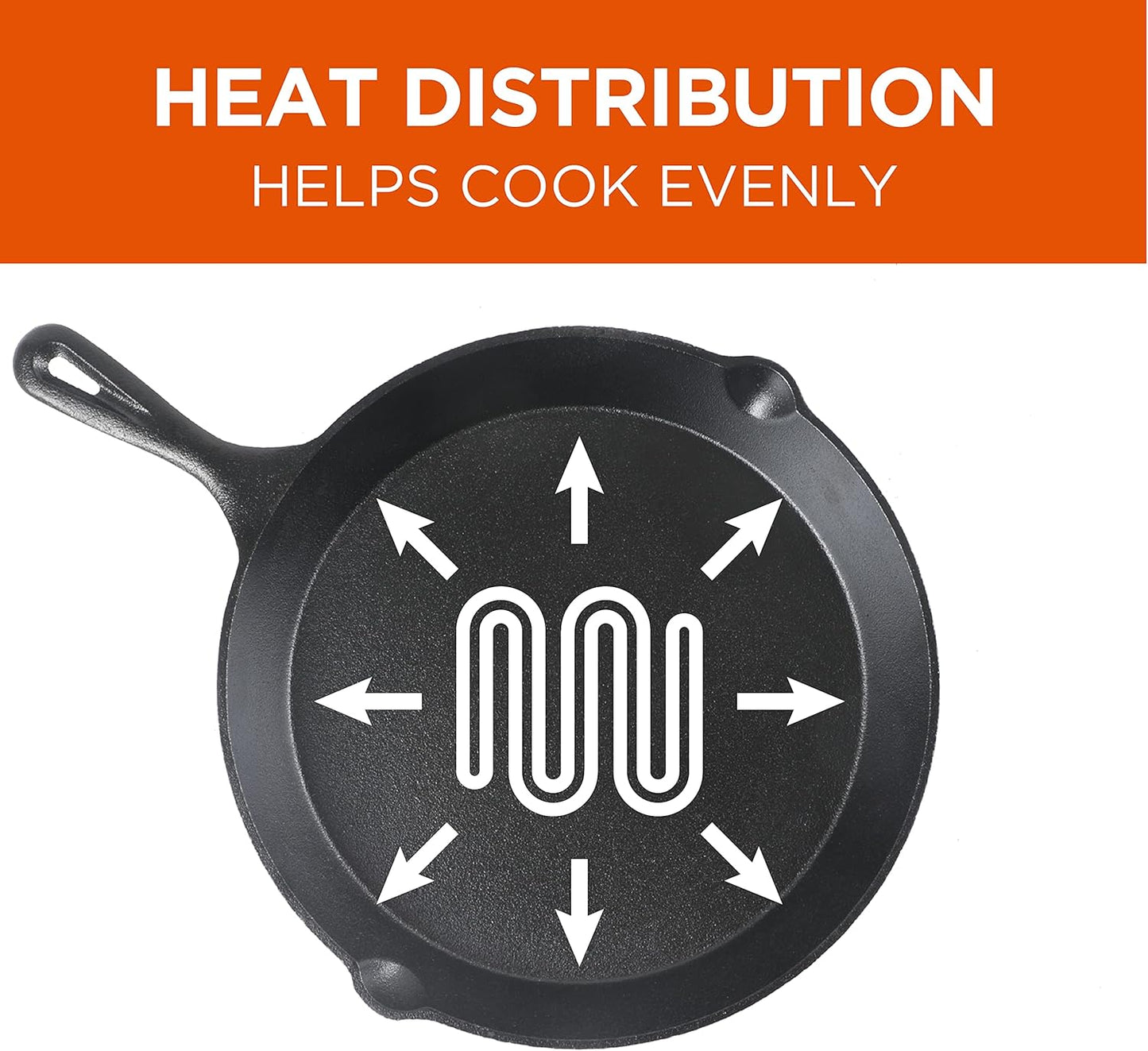 Commercial CHEF 3-Piece Cast Iron Skillet Set – 8 inch, 10 inch, and 12 inch - Pre-seasoned Cast Iron Cookware