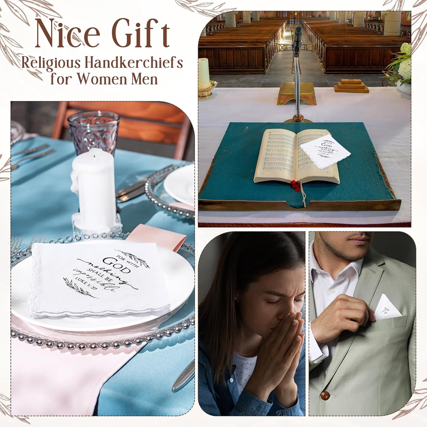 Handkerchiefs for Men Women Easter Christian Bulk Gift Bible Verse Church Religious Gift for Staff Coworker Teacher