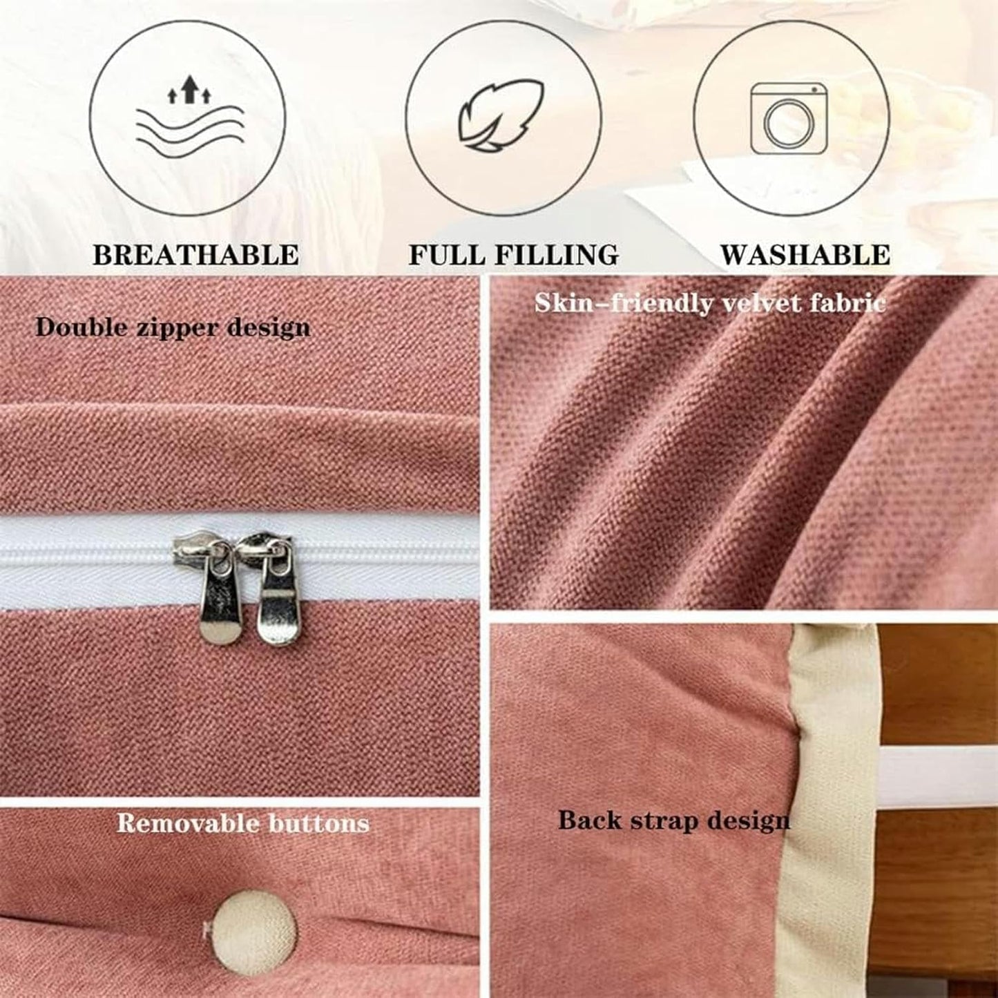 Wedge Headboard Cushions, Removable Cover Soft Bolster Support Cushion PP Cotton Filling Reading Body Large Back Pillow Bed Rest Pillows(Beige,100cm)