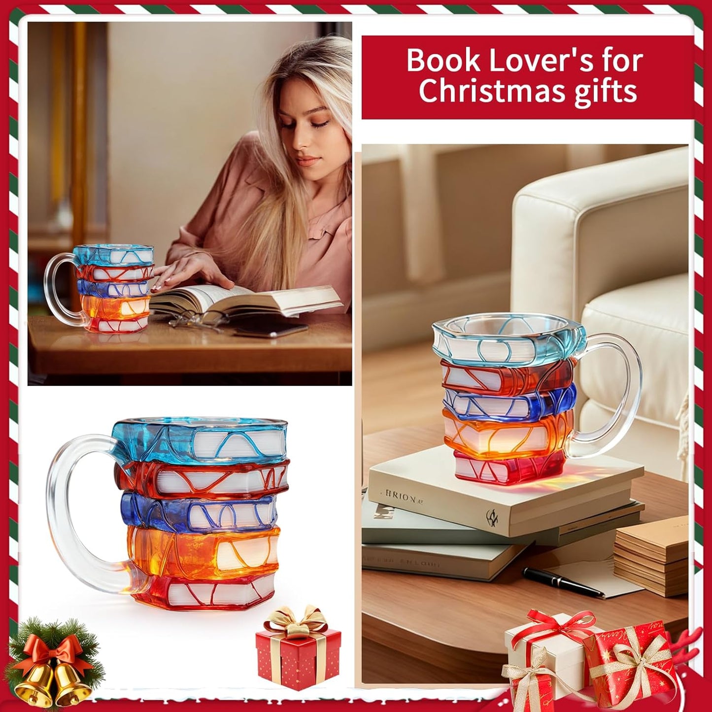 VNROSE Painted Book Mug - 3D Book Coffee Mug,Novelty Coffee Mug,Personalized Gift for Book Lovers, Birthday Gift For Women,Unbreakable Library Art Cup,Book Club Gifts(10oz)