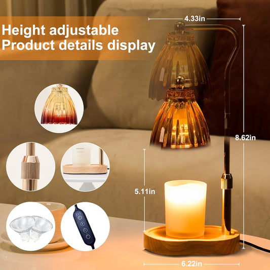 Candle Warmer Lamp with Timer Dimmable, Lamp Candle Warmer for Jar Candles，Birthday Gifts for Women Mom, House Warming Gifts Vintage Home Decor，Wax Warmer Lamp