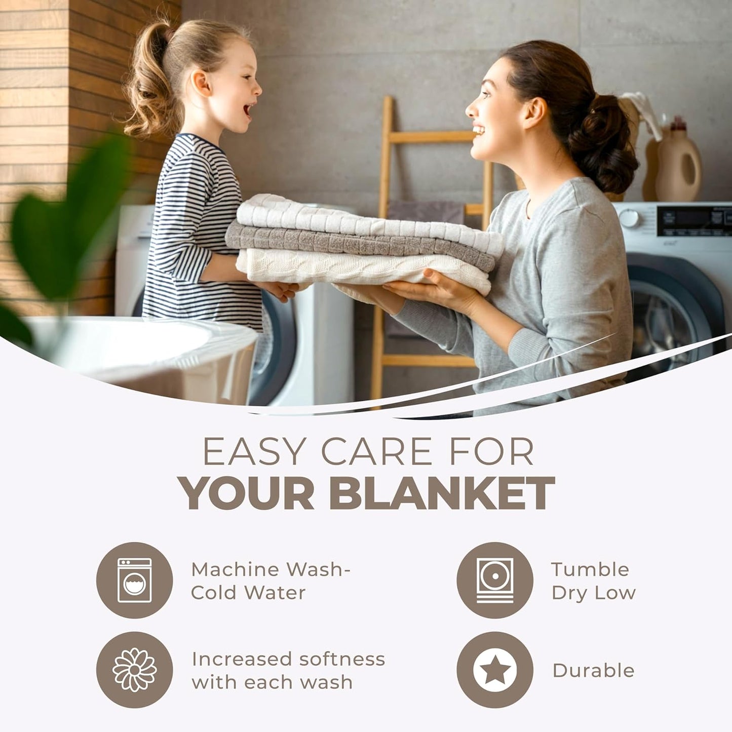 Superior Basketweave Cotton Blanket - Soft & Comfy Medium-Weight Cover for Bed, Bedding, Bedroom, Living Room Couch Throw, Lounging - Modern Boho Woven Design - Throw Size, Khaki
