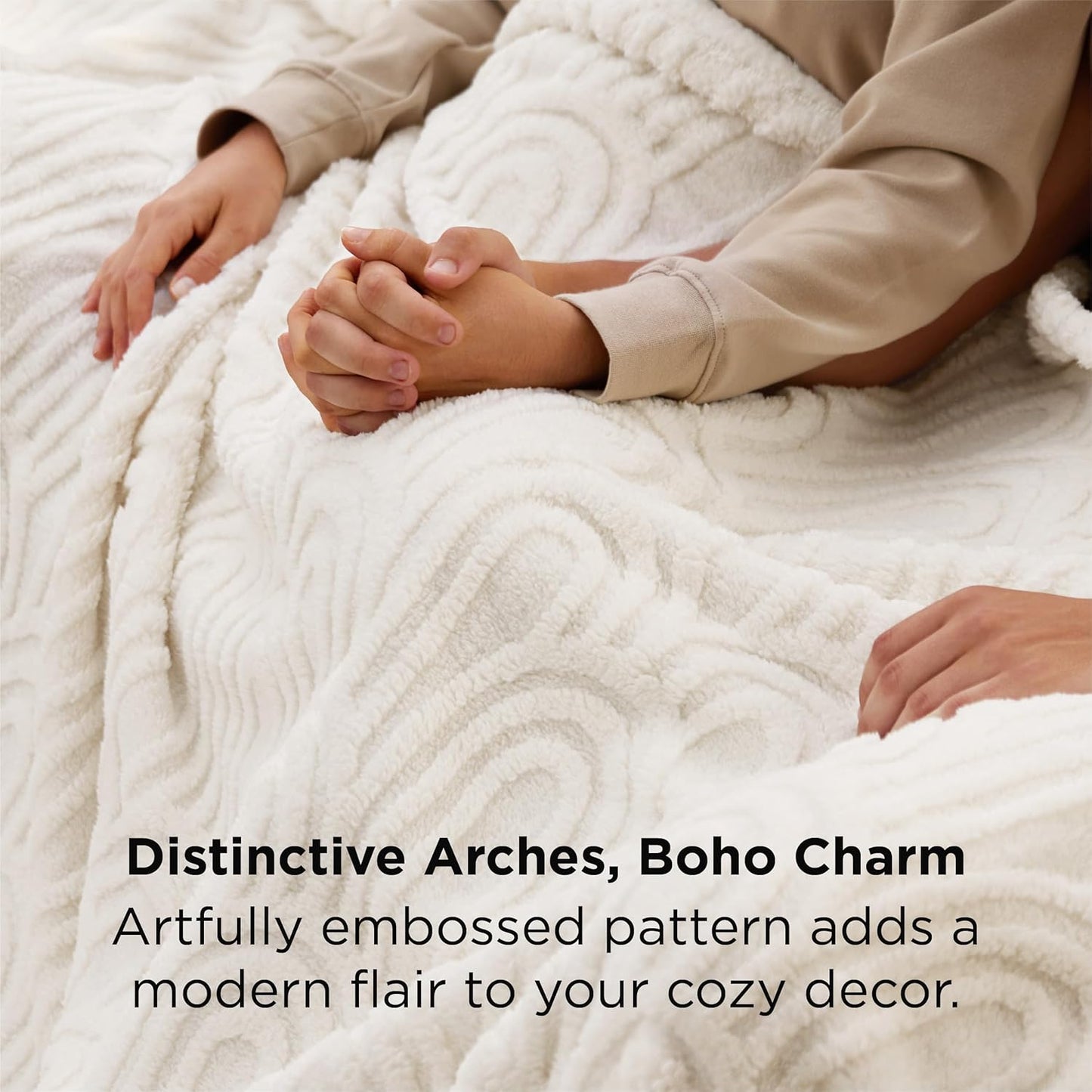 Bedsure GentleSoft Cozy Throw Blanket for Couch - Soft Spring Boho Blankets for Women, Fuzzy Fleece Throw for Beds, Boho Home Room Decor Aesthetic, Gifts for Women Teen Girl, Off White, 50x60 Inches