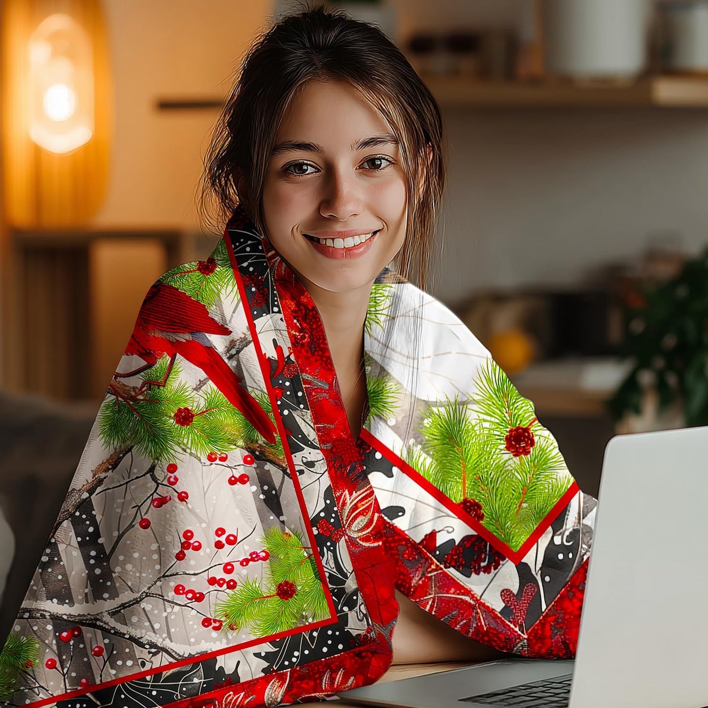 Cardinal Throw Blanket Gifts for Women Girls, Super Soft Unique Red Cardinal Stuffed Decor Bird Winter Microfiber Throw Blanket Gifts for Christmas, Warm Cozy Plush Fleece Flannel Blankets 50"x40"