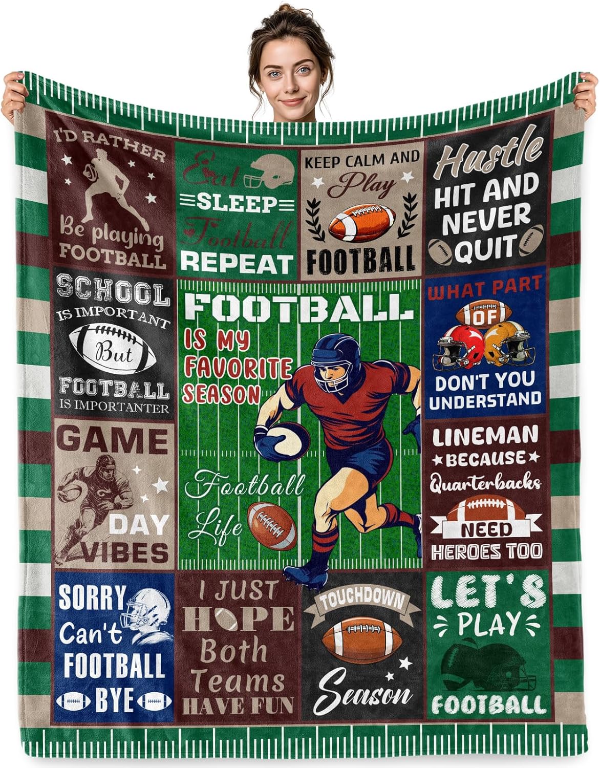 Football Blanket Gift for Coach Football Coaches Appreciation Gifts from Team Soft Plush Blanket for Men Kids Game Room Decor(50x60 Inch)