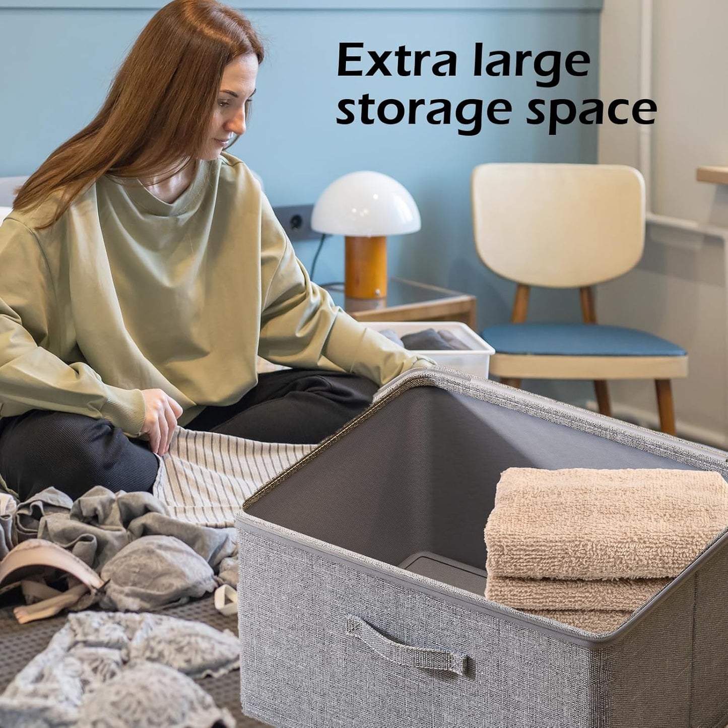 Collapsible Storage Bins for Home Organization,Grey storage Bins Waterproof Fabric Foldable Organizer Boxes [3 Pack], 17.72in x 13.78in x 10.24in (45CM x 35CM x 26CM)