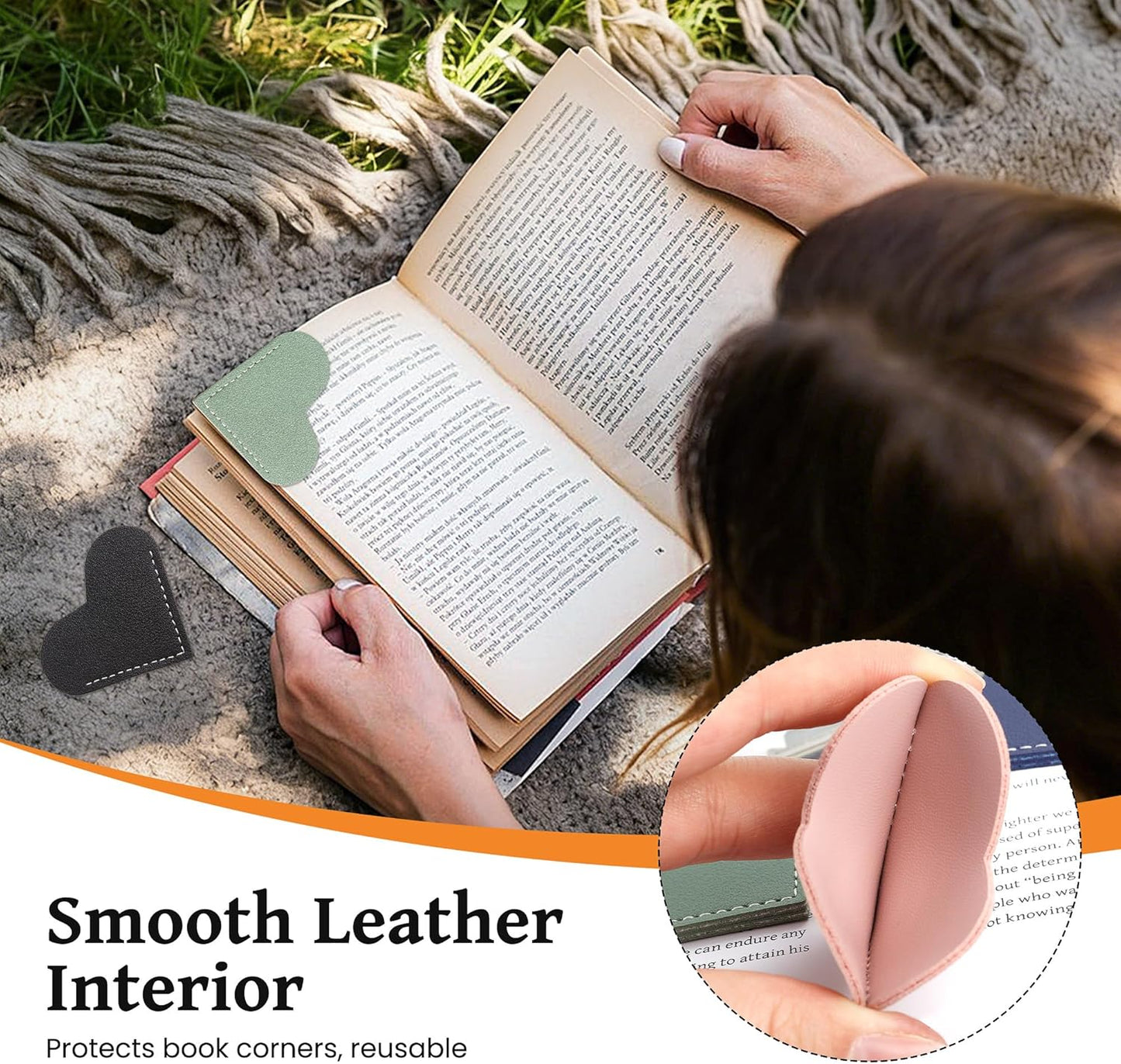 Leather Heart Bookmarks 6 Pieces, Adorable Cute Bookmarks for Book Lovers, Decorative Supplies to Organize Your Bookmark Corner, A Reading Gift for Female Readers, Bookmark Enthusiasts, and Book Clubs