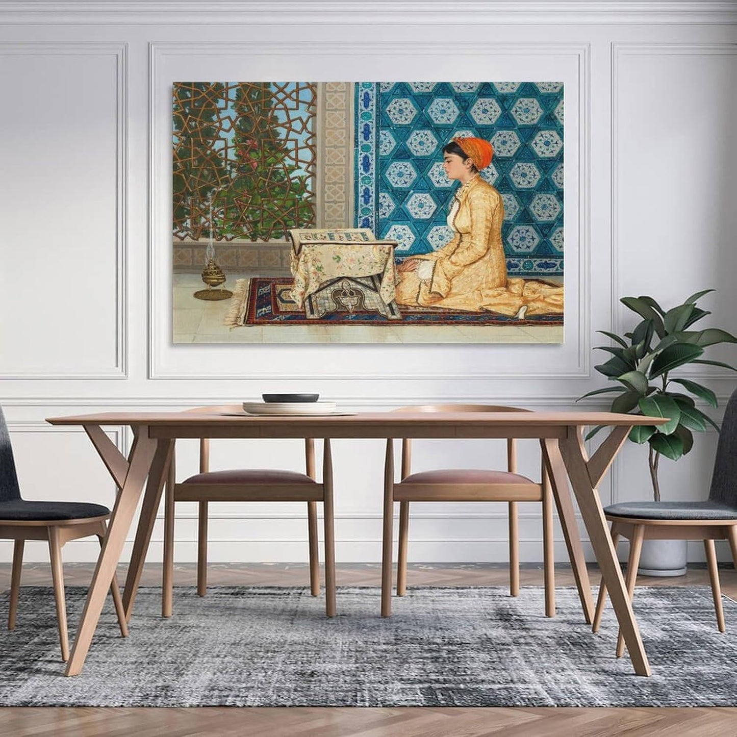 Turkish Poster Painting Young Woman Reading Modern Home Wall Art Decoration Canvas Print Poster Decorative Painting Canvas Wall Art Living Room Posters Bedroom Painting 24x36inch(60x90cm)