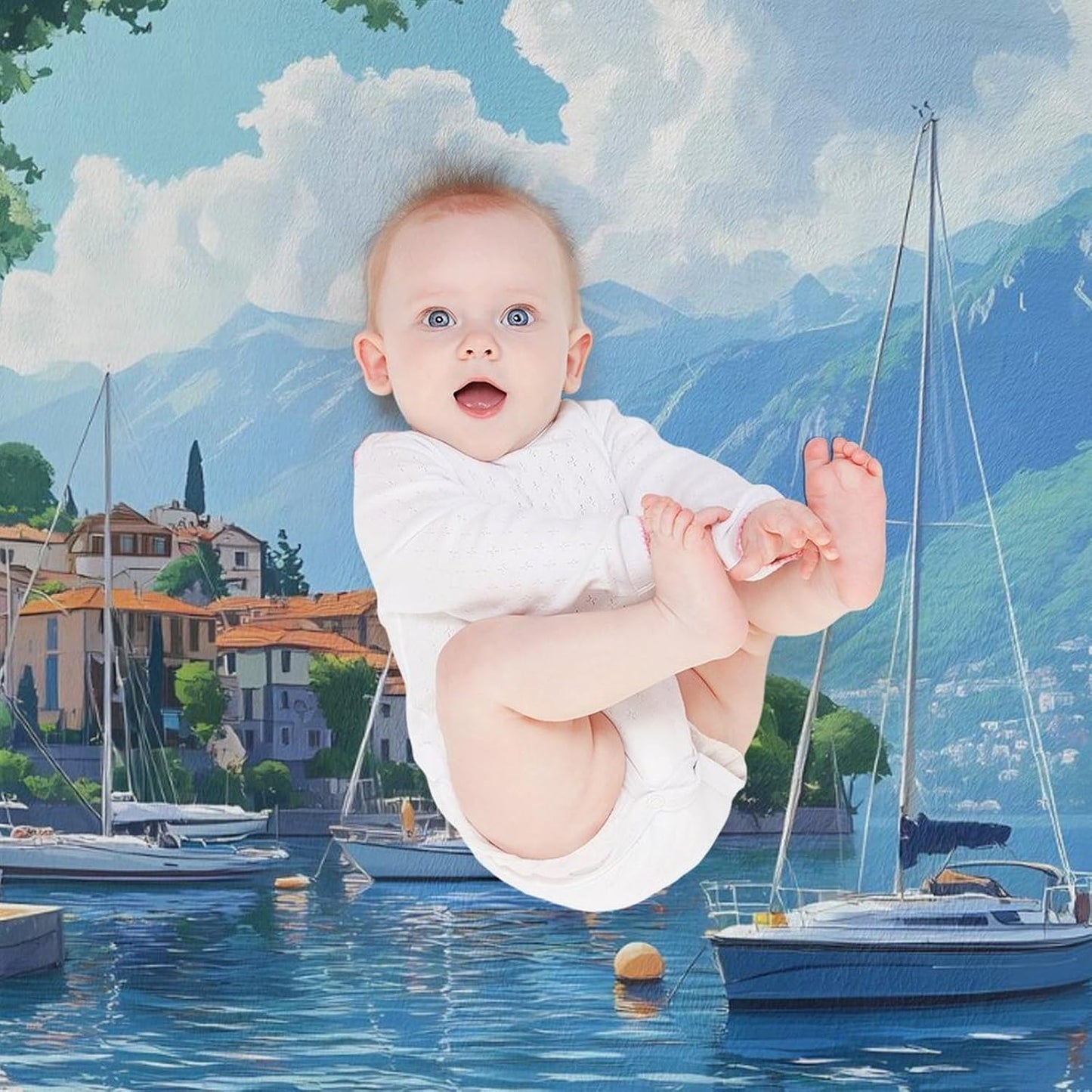 Italy Lake Como Boat Throw Blanket for Couch Bed Plush Cozy Fuzzy Flannel Blanket for All Season 55"x70"